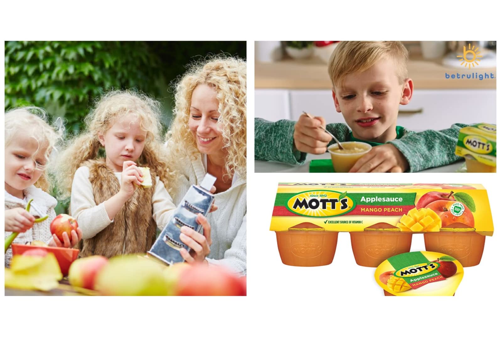 **BetrULight Motts Fruit Snacks - Gluten Free, Vegan & Keto Friendly Apple Strawberry Applesauce Cups (4 oz, 12-Pack) | Healthy On-The-Go Snacks for Kids & Adults | Perfect for Lunchboxes, Travel & Office Snacking**