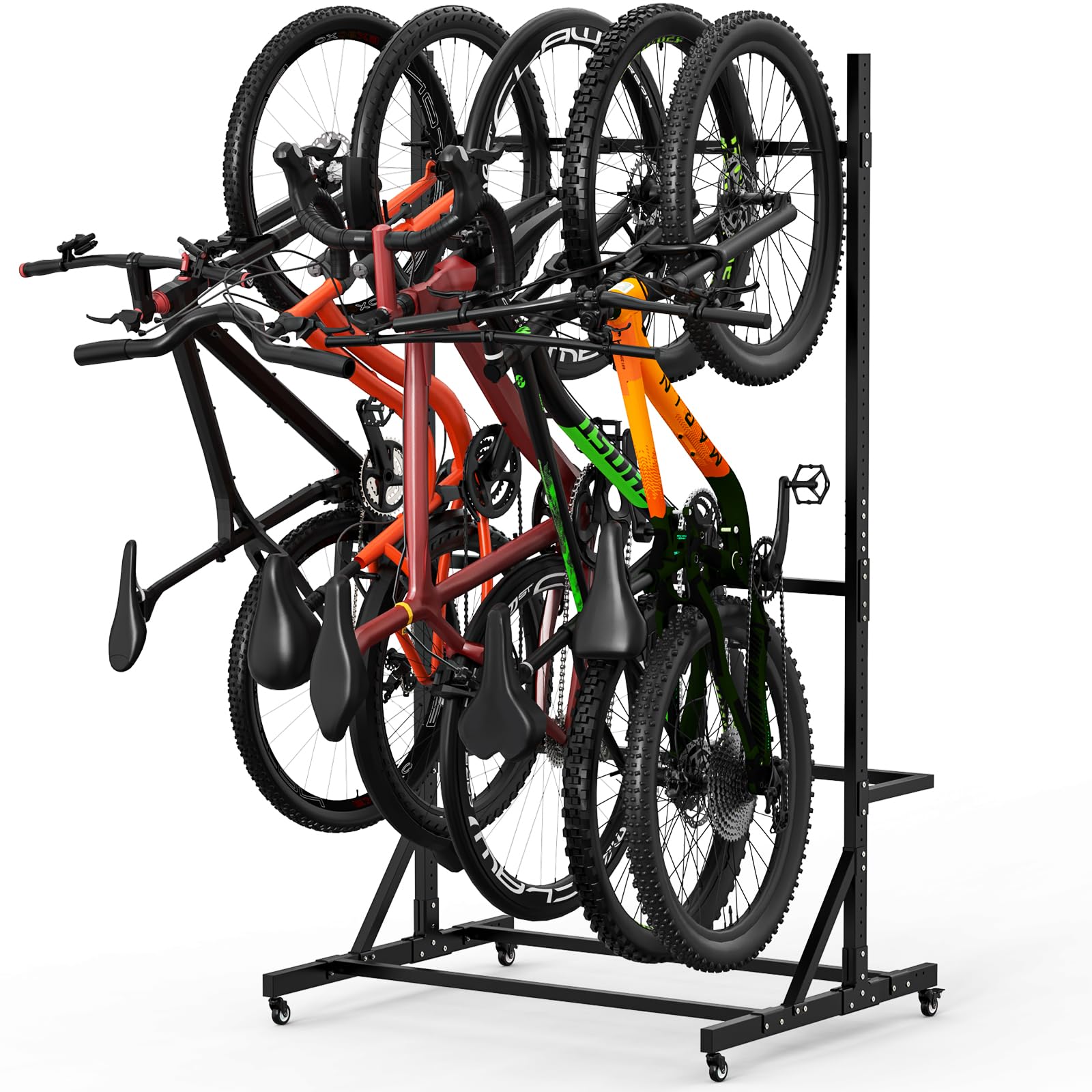 Freestanding Bike Storage Rack - Heavy Duty 300 lb Capacity Vertical Bicycle Stand for Garage & Home Organization - Space Saving Bike Holder for Indoor/Outdoor Use (Black)