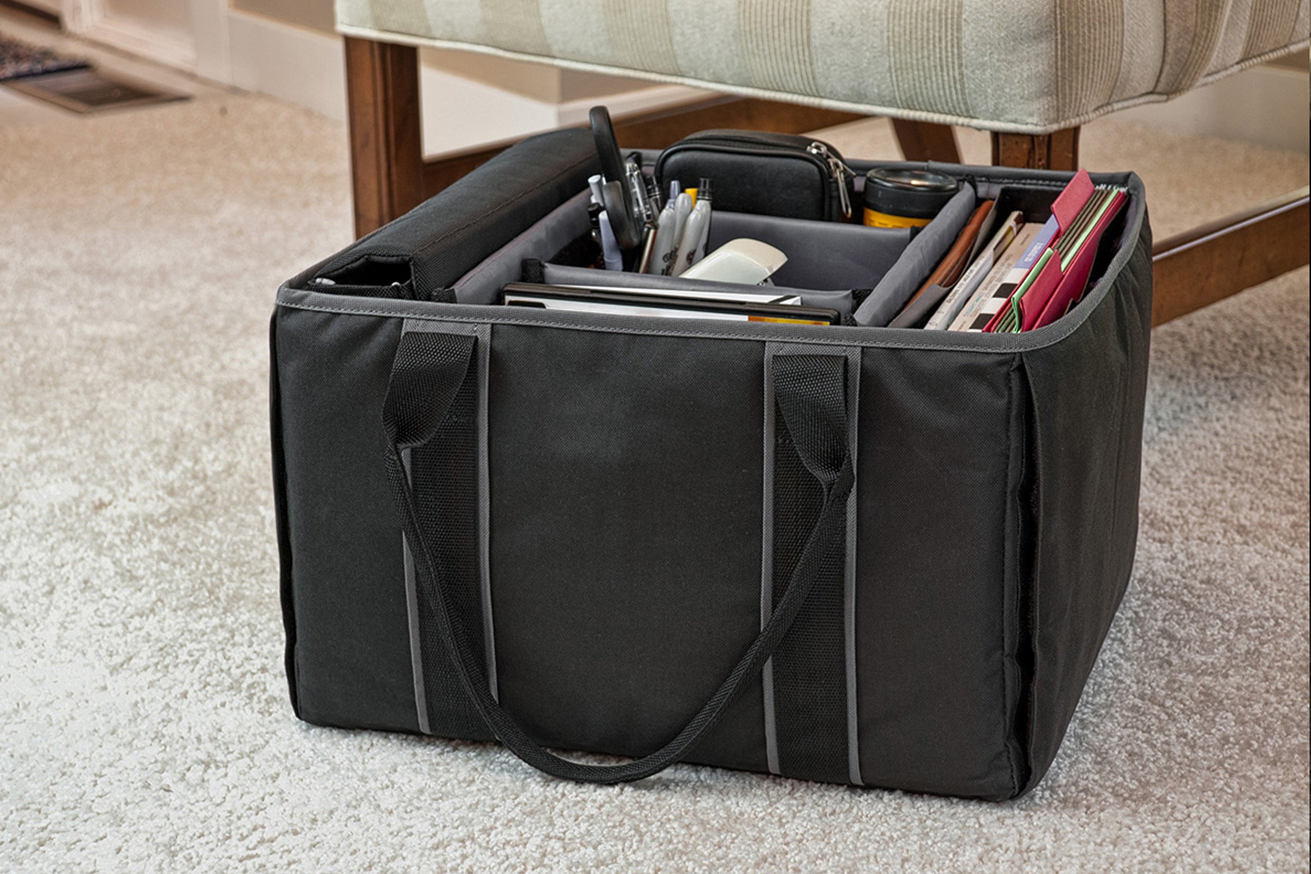 AutoExec AUE14009 Black File Tote Organizer with Insulated Cooler Bag & Tablet Case - Perfect for Office, Travel, and Business Professionals