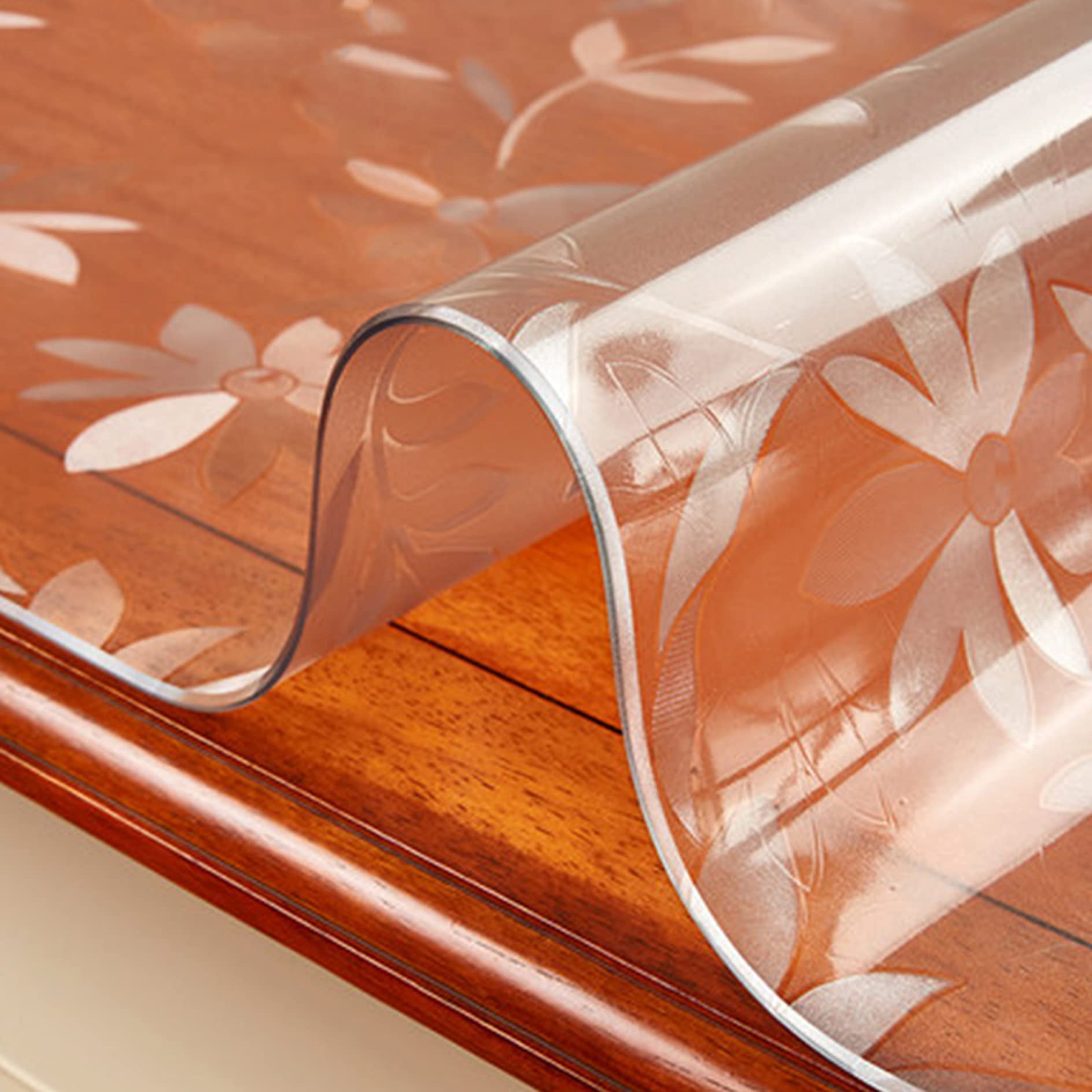 Frosted Clear PVC Table Cover Protector - Waterproof, Oilproof, Stain Resistant Desk Pad for Coffee Table, Dining Table, Office Desk - Perfect for Home, Office & Restaurant Use