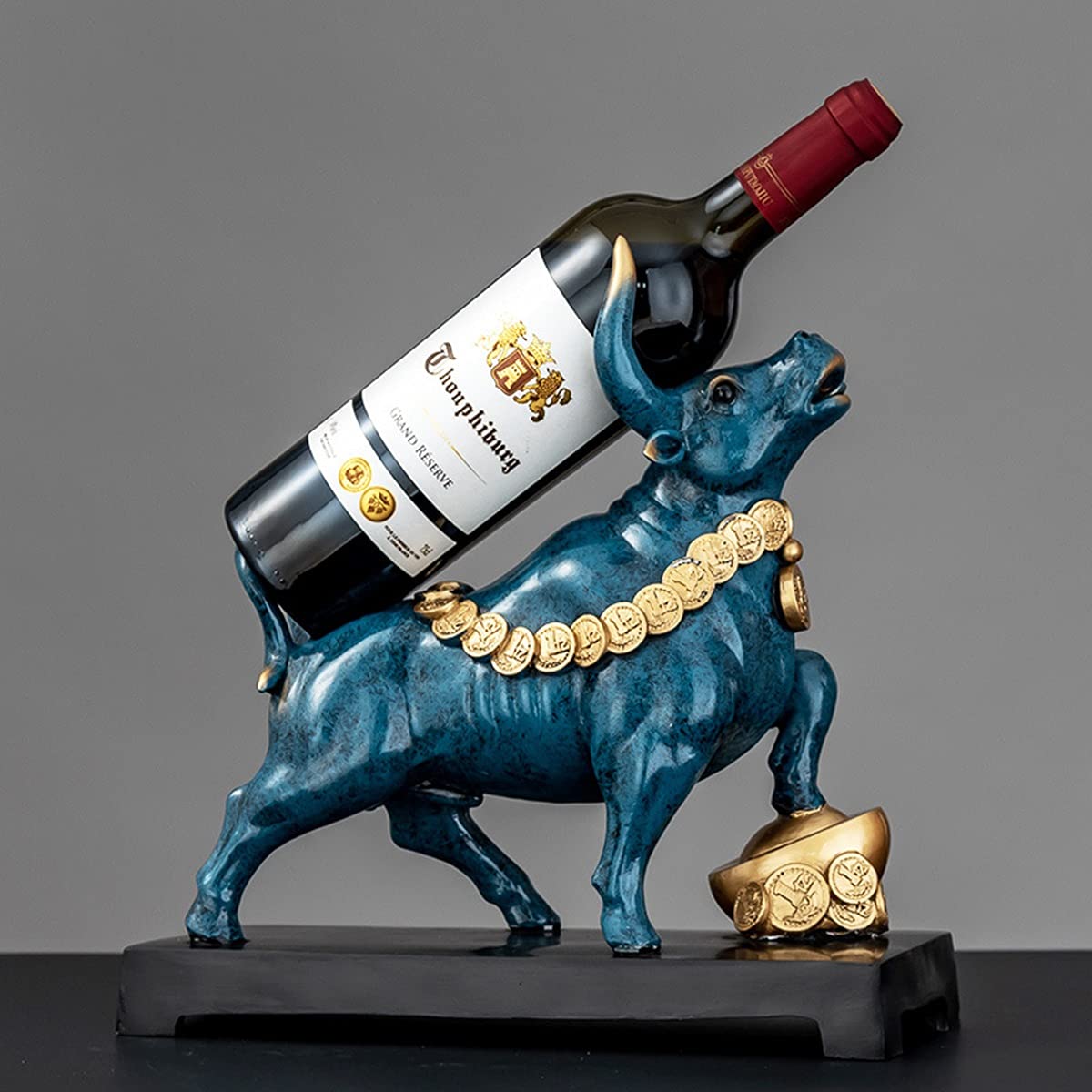 Blue Bull Statue Decor - Resin Bull & Bear Figures for Office, Living Room, Bedroom, Study & Wine Cabinet - Unique Art Gift for Home & Office Decor | Perfect for Wall Shelves, Desks & Display Cabinets