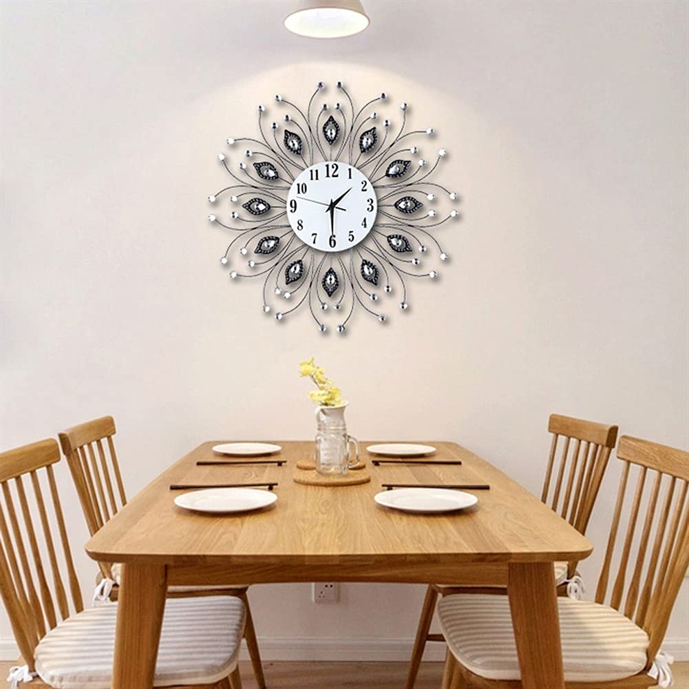 Modern Silent Wall Clock - Creative Bathroom & Farmhouse Decor, Flower Iron Hollow Design, Black - Perfect for Home, Office, and Living Room Decor