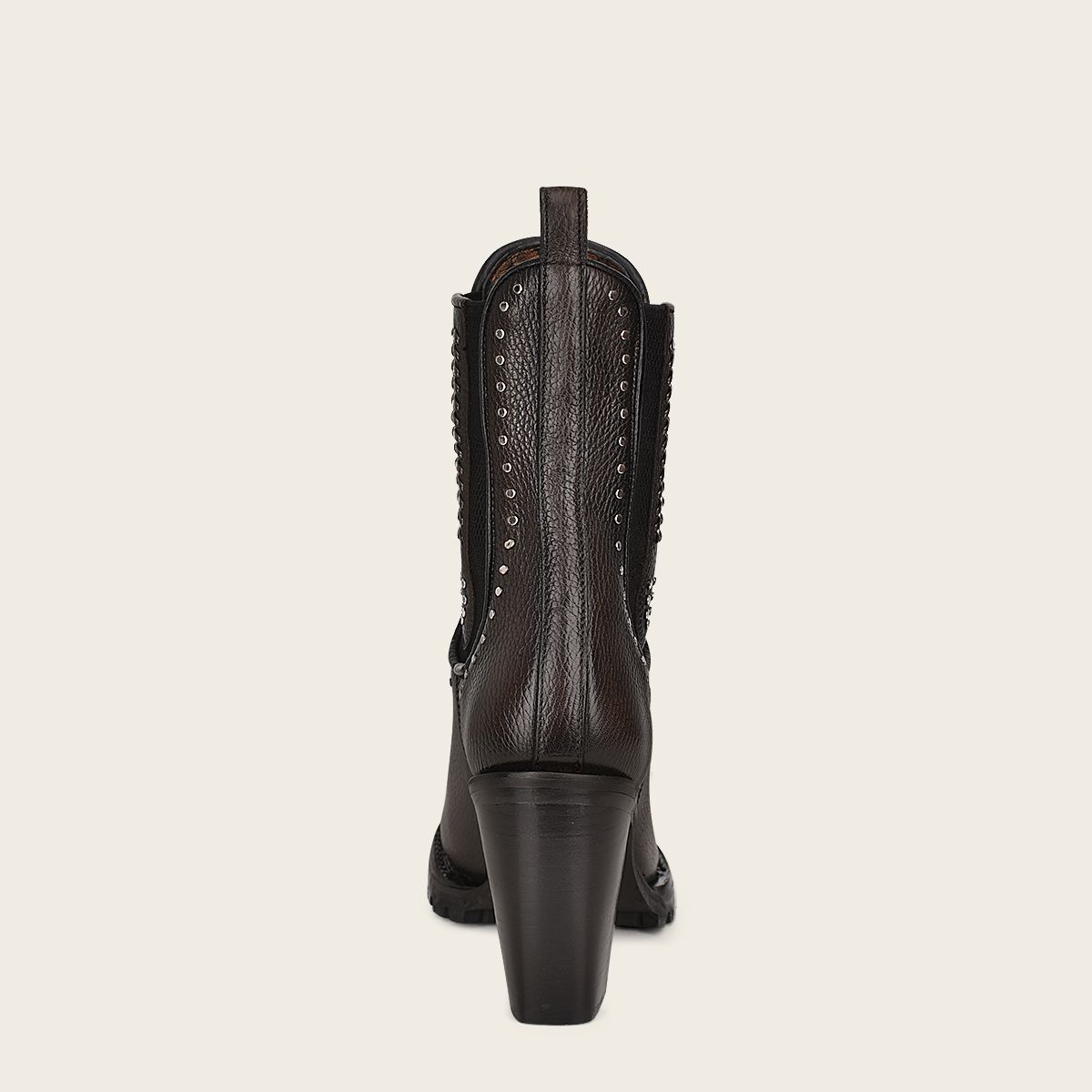 4N01RS Women's Western Leather Studded Ankle Booties - Black Fashion Cowgirl Boots for Casual Wear & Country Outfits