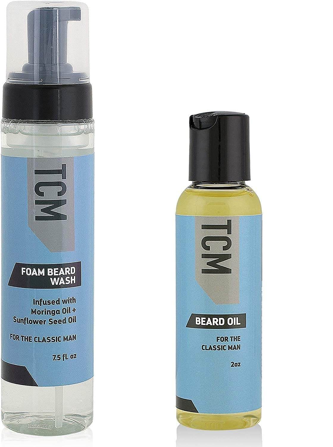 TCM 5 Minute Beard Wash & Go Bundle - 7.5oz Foam Beard Wash & 2oz Beard Oil Kit for Men | Quick Beard Care Routine for Busy Professionals & Grooming Enthusiasts