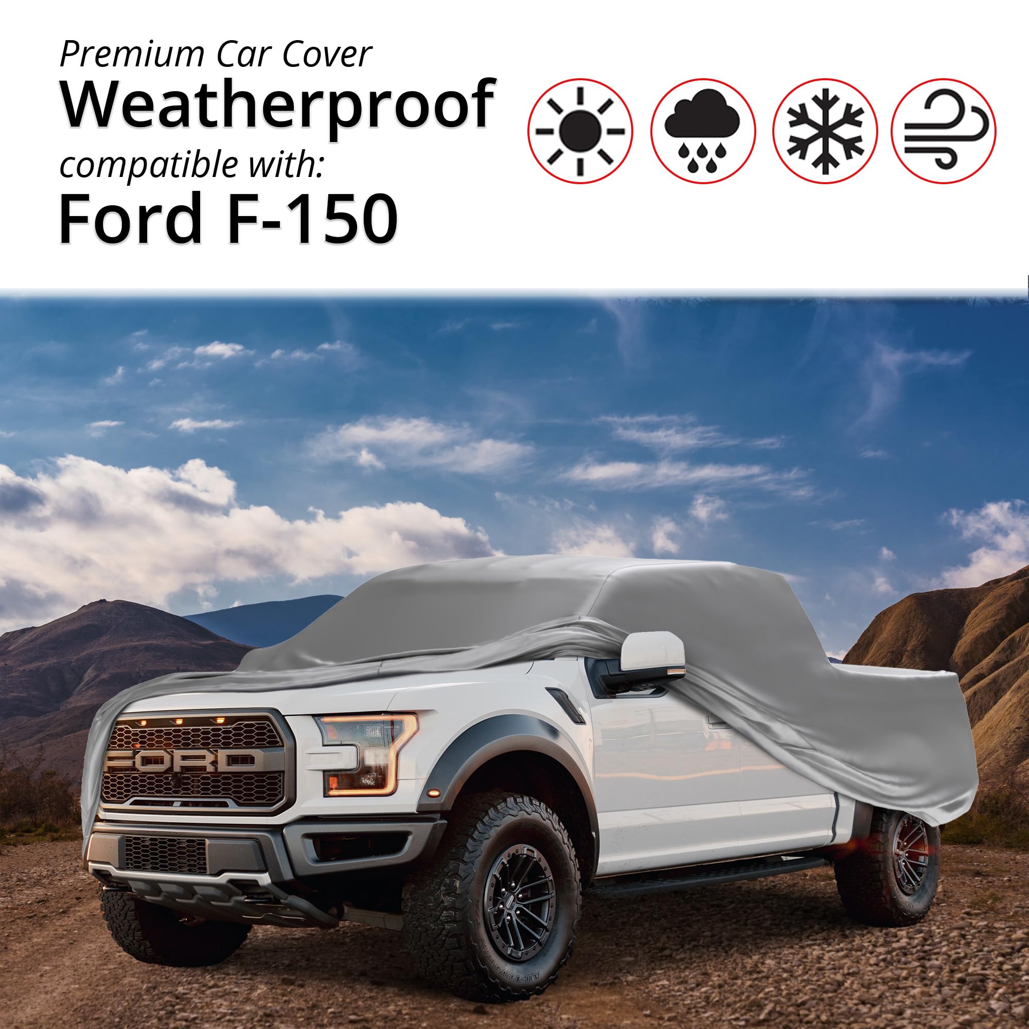 Weatherproof Car Cover for Ford F-150 1984-1998 Regular Cab with Camper Shell | Heavy Duty Truck Cover with Anti-Theft Cable Lock | All-Season Outdoor Protection for Parking, Storage & Travel