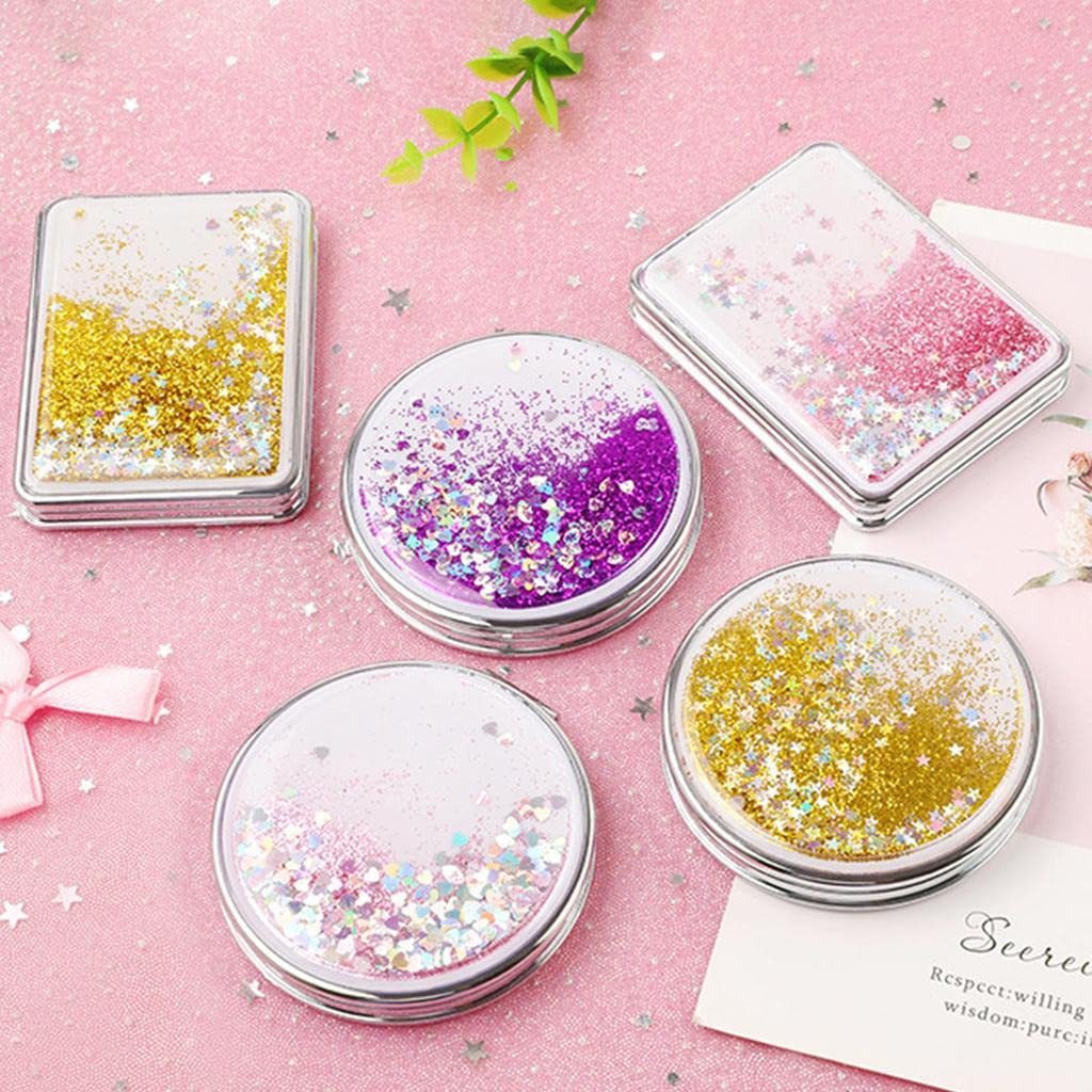 VMS INDIA Girls Handheld Compact Makeup Mirror with Magnifying Glass - Folding Vanity Round Mirror for Travel, Home & Professional Makeup Application