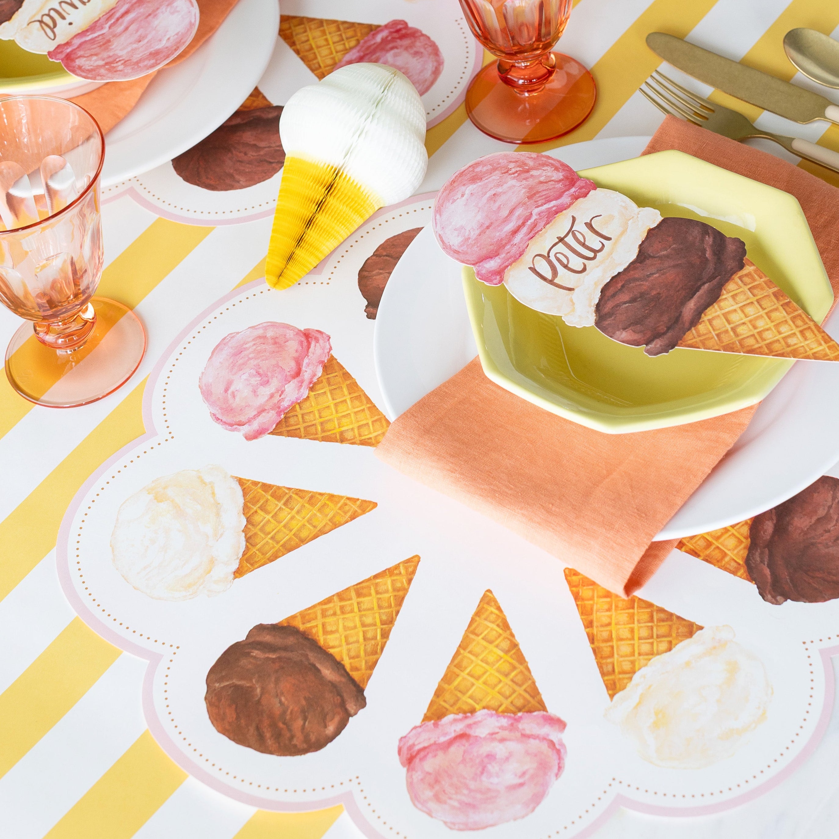 Non-Slip Die Cut Ice Cream Placemat for Kids - Fun & Durable Table Mat for Dessert Parties, Birthday Celebrations & Family Gatherings