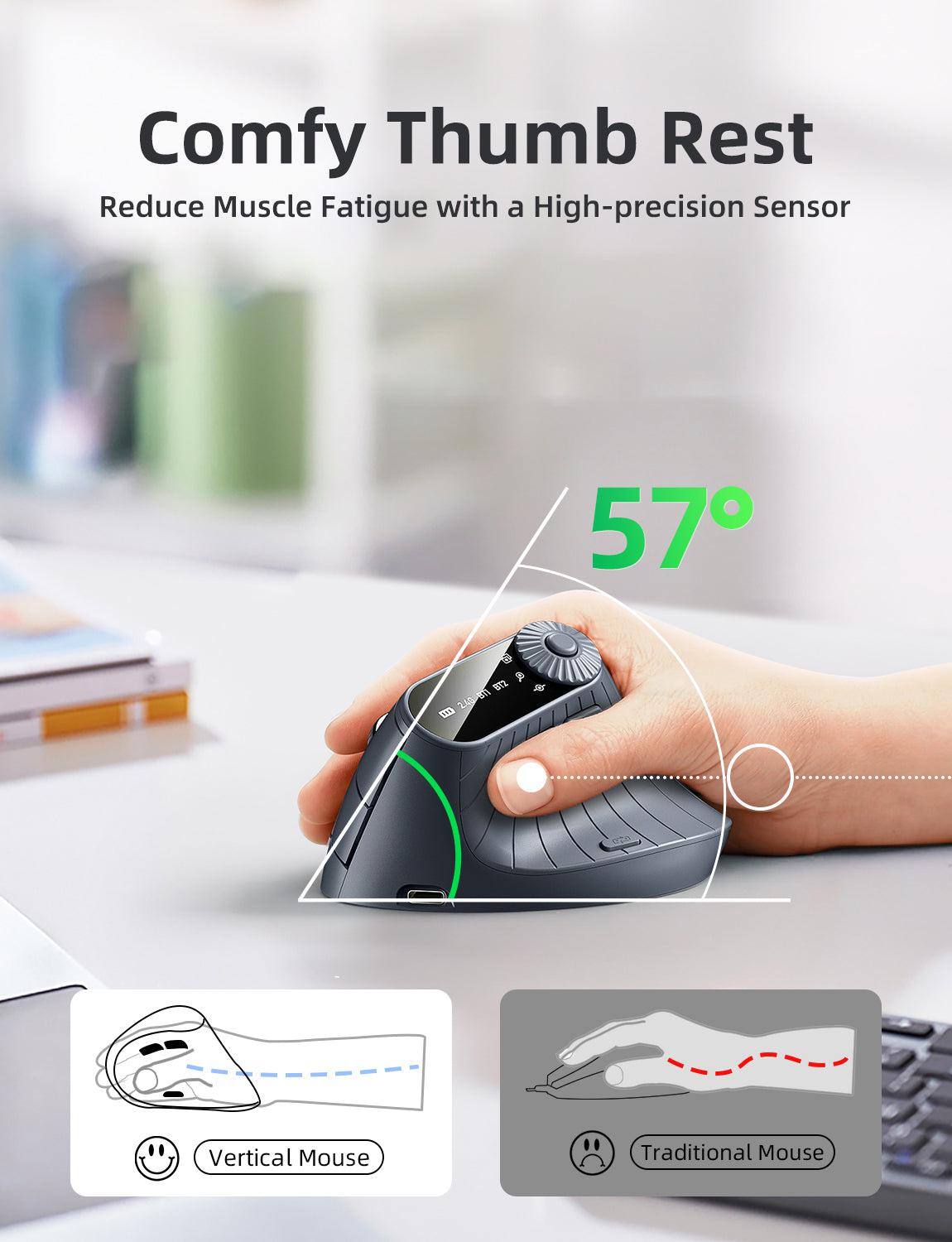 ONIKUMA CW932 Wireless Vertical Ergonomic Mouse - Rechargeable 2.4GHz Optical Gaming Mouse with 2400 DPI for PC, Laptop, Office & Home Use - Comfortable for Long Hours of Work & Gaming
