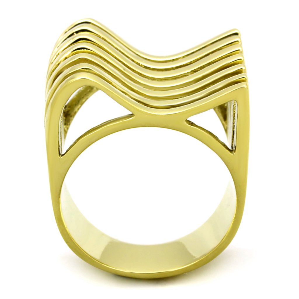 Wavy IP Gold Plated Stainless Steel Cocktail Ring for Women - Elegant Statement Jewelry for Parties, Weddings & Evening Events