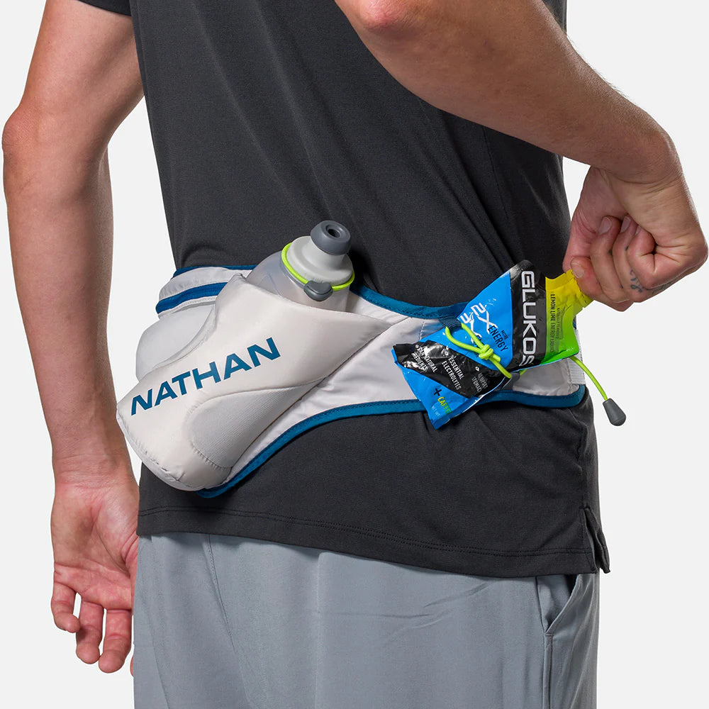 Peak Hydration Waist Pack - Lightweight Running Belt with Water Bottle Holder (Grey/Sailor Blue) - Perfect for Hiking, Jogging, Travel & Outdoor Activities