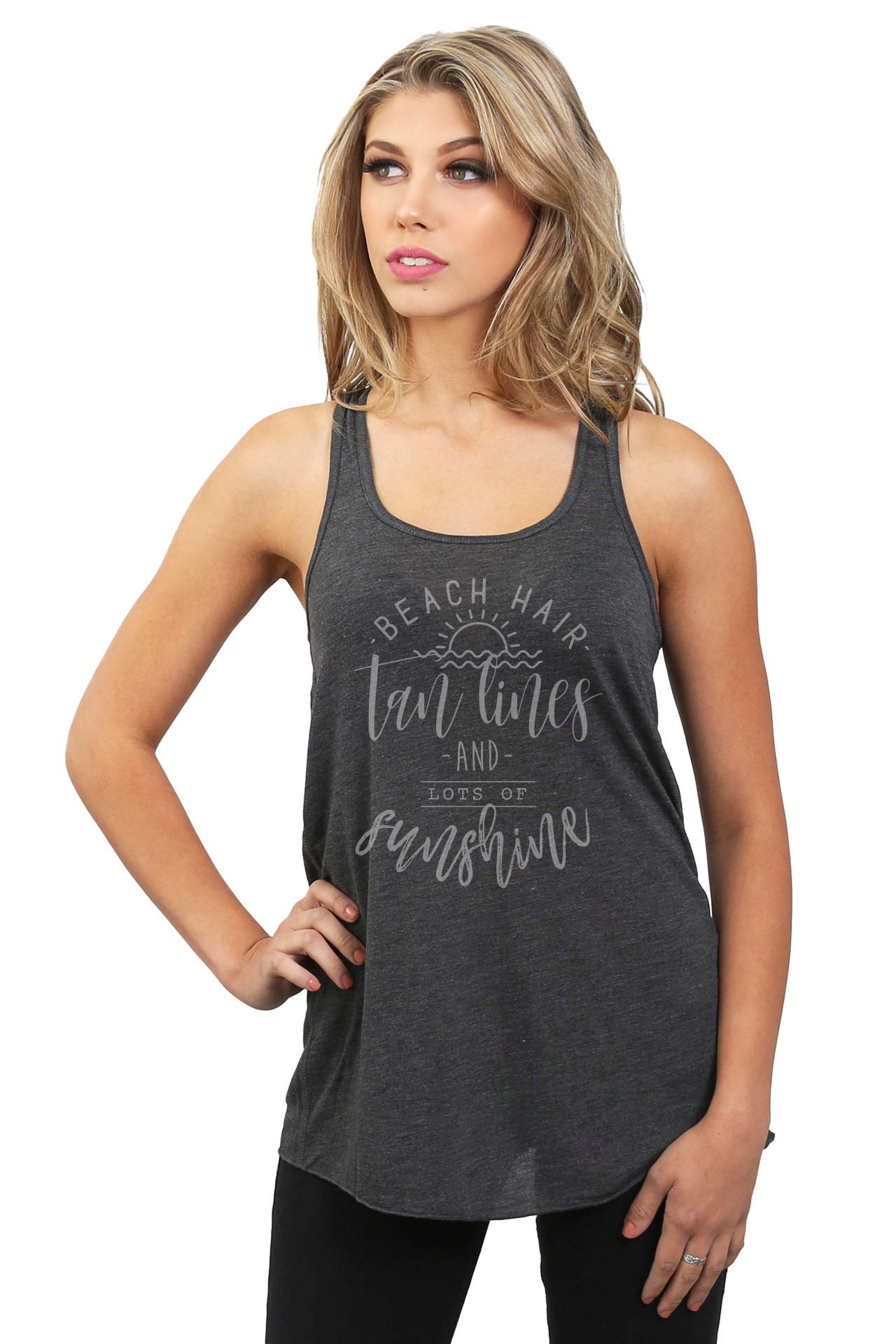 Women's Flowy Racerback Tank Top - Sleeveless Summer Beachwear for Tan Lines & Sunshine | Perfect for Beach Vacations, Pool Parties & Casual Outings