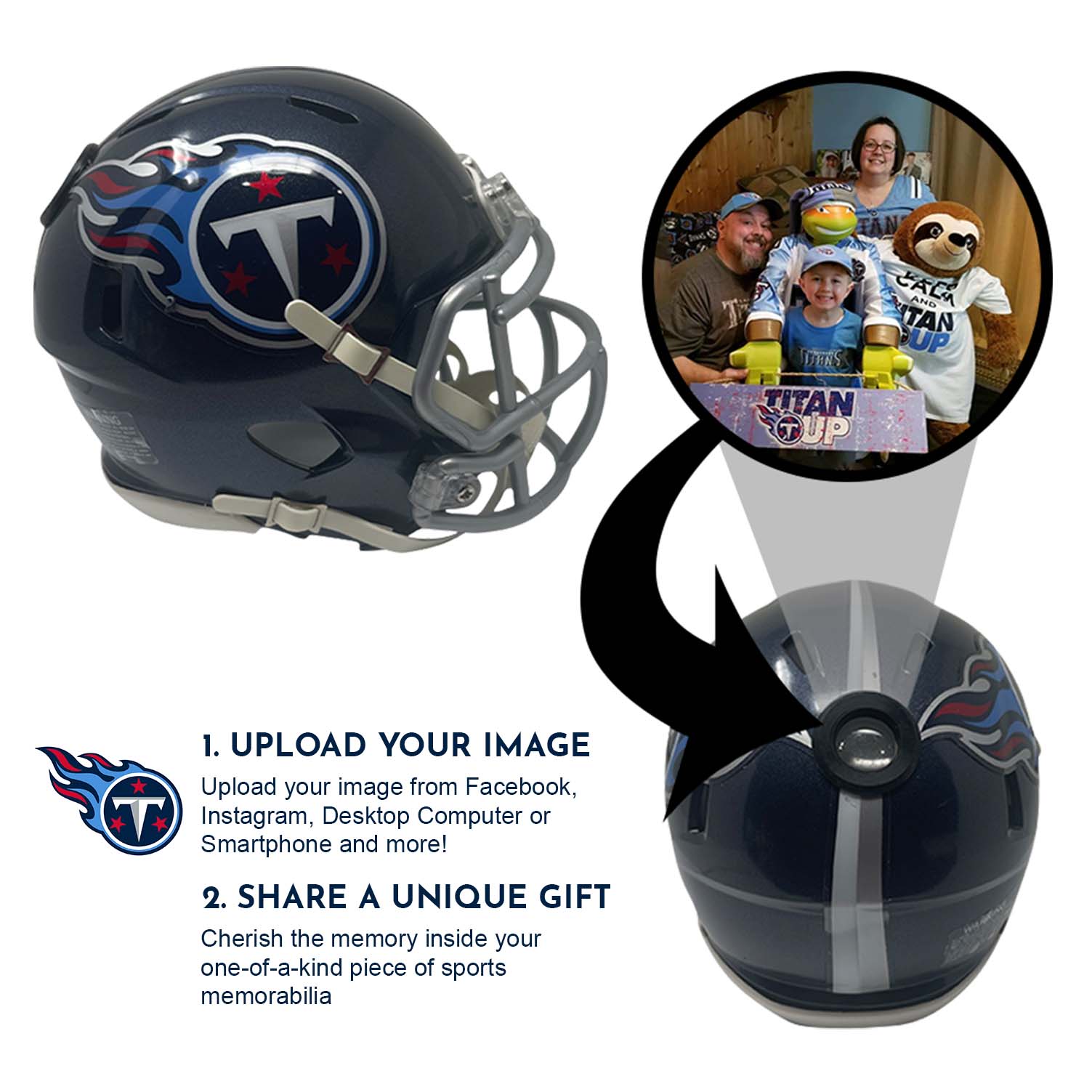 Tennessee Titans NFL Mini Helmet - Authentic Collectible Football Display with Picture Inside - Perfect for Fans, Sports Memorabilia, and Home Office Decor