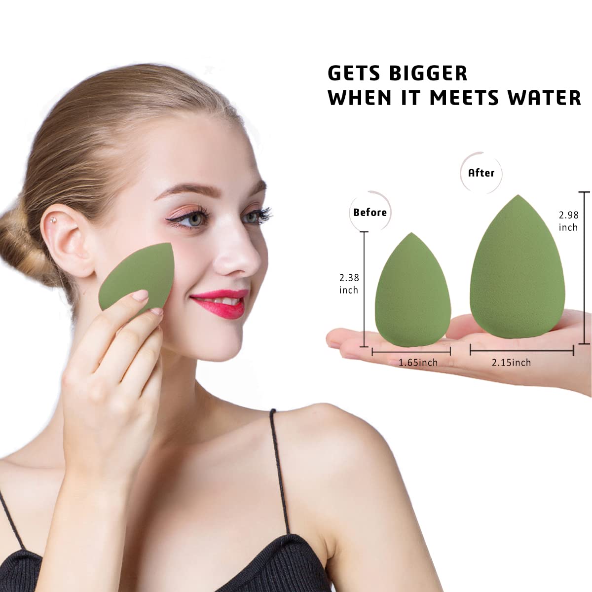 5-Piece Makeup Sponge Set - 4 Beauty Blenders with 1 Holder & Egg Case for Flawless Cream, Powder & Liquid Application | Pink & Green | Perfect for Daily Makeup, Travel & Professional Use