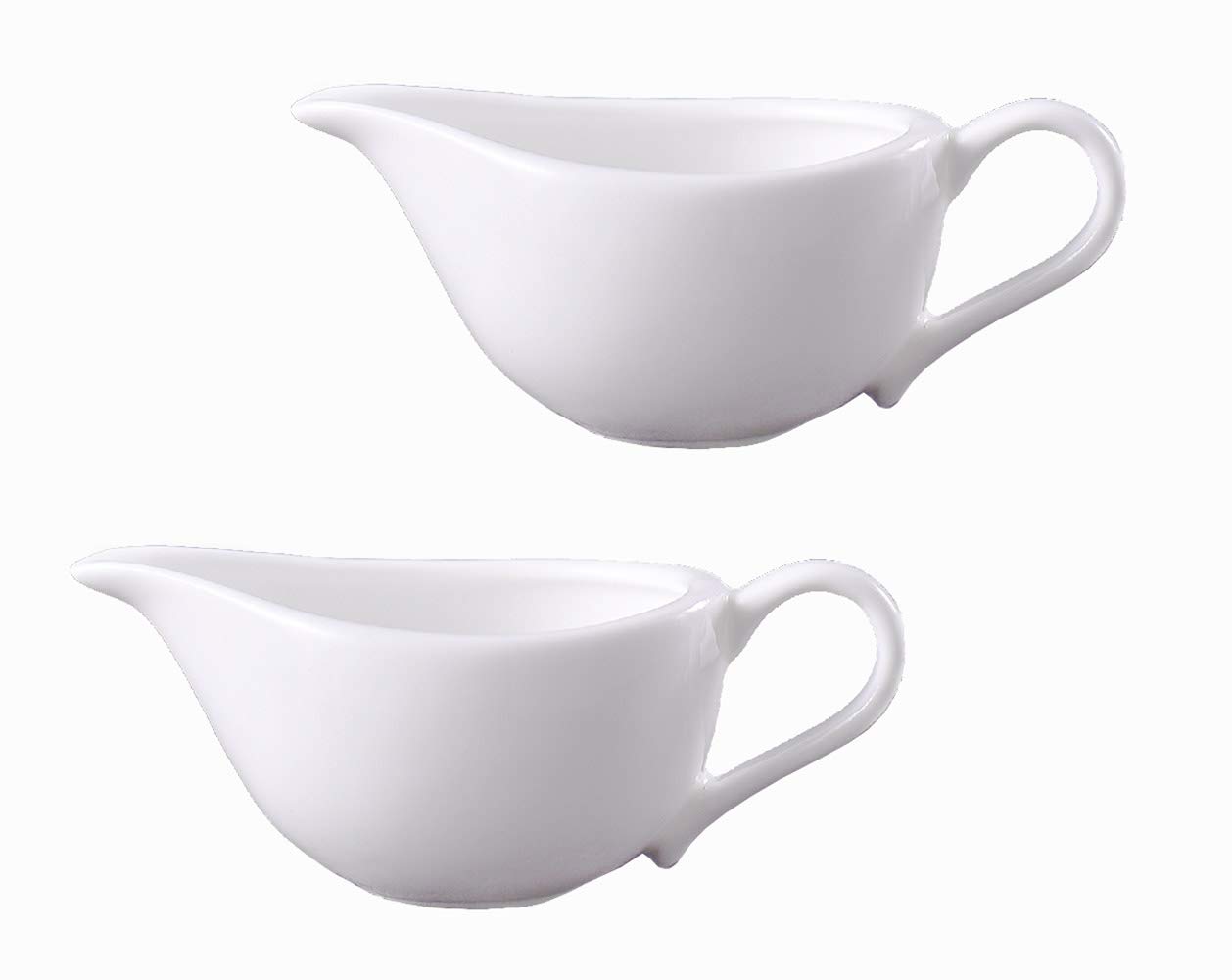 2-Pack White Ceramic Creamer Pitchers with Handle - Small Milk Pouring Jug for Coffee, Tea & Dessert Sauces - Perfect for Breakfast, Brunch & Afternoon Tea Service
