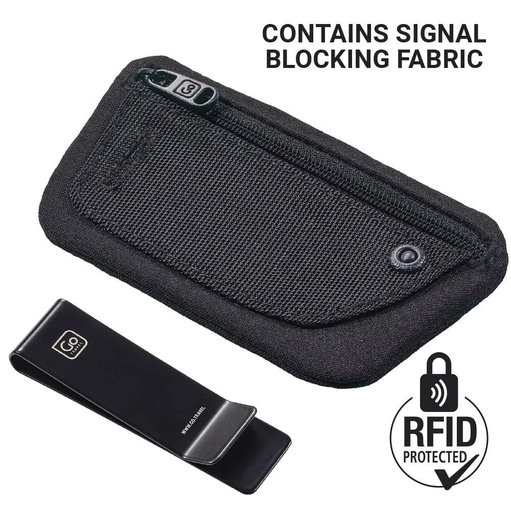Go Travel RFID Blocking Clip Pouch - Secure Travel Wallet for Passport, Credit Cards & Cash - Perfect for Airports, Hotels & Everyday Use