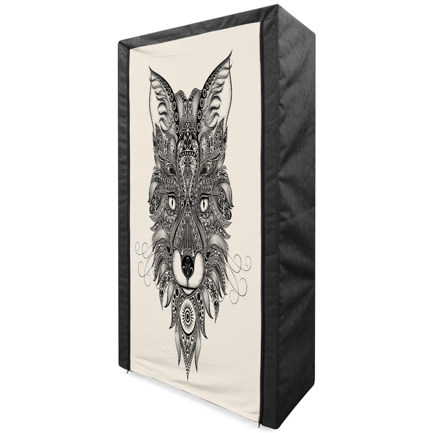 Ambesonne Celtic Portable Fabric Wardrobe with Fox Head Portrait - 33.5