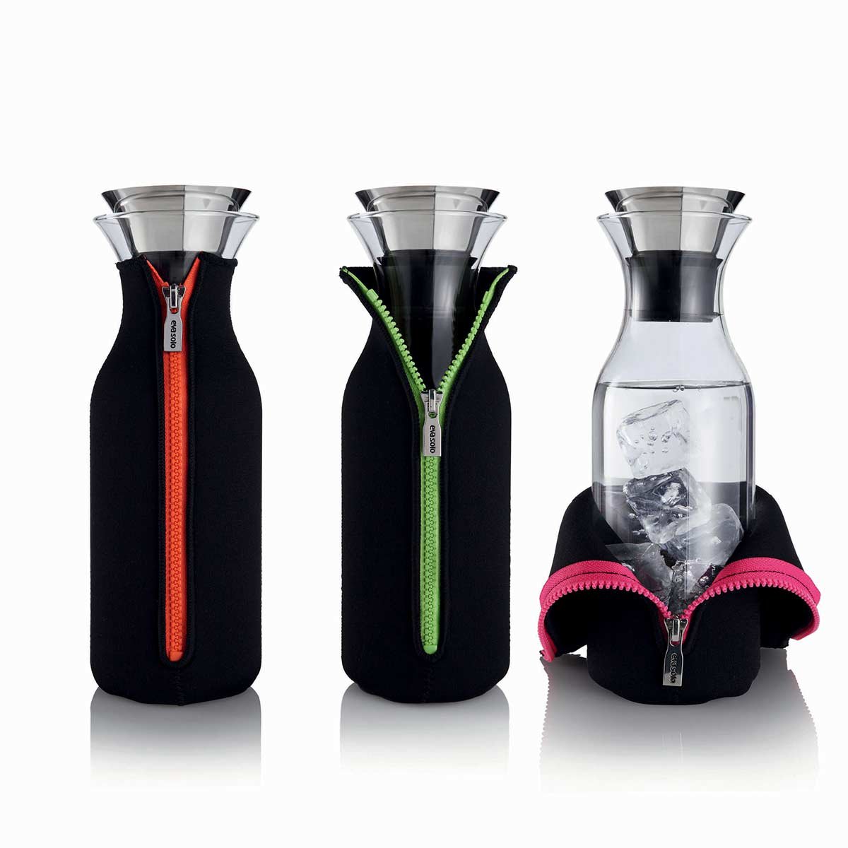 Eva Solo 1-Liter Black/Lime Fridge Carafe with Insulating Neoprene Cover - Perfect for Chilled Water, Juice & Beverages in Home, Office or Dorm