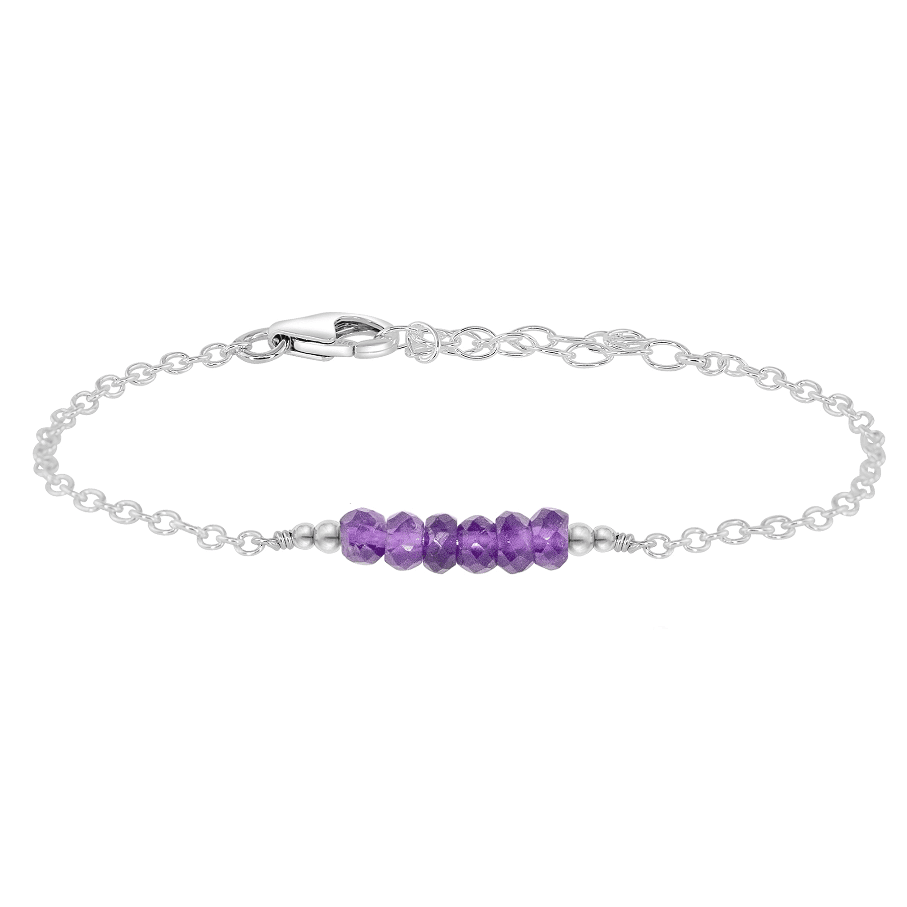 Sparkling Purple Amethyst Gemstone Faceted Bead Bar Bracelet - Elegant Handmade Jewelry for Women | Perfect for Meditation, Yoga & Spiritual Healing