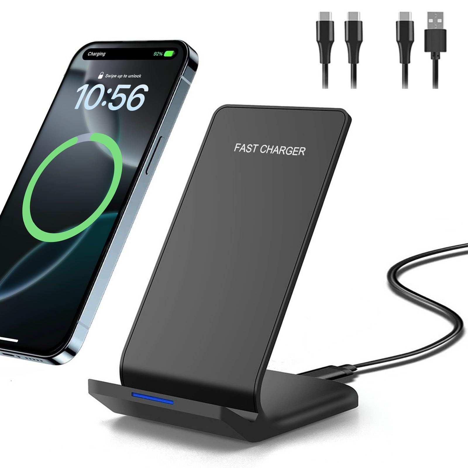 20W Fast Wireless Charging Stand - Qi-Certified for iPhone 16/15/14/13/12/11/X, Samsung Galaxy S24/S23/S22/S21, Note 20/10/9, Pixel & More | Multi-Device Charging Station for Home, Office & Nightstand Use