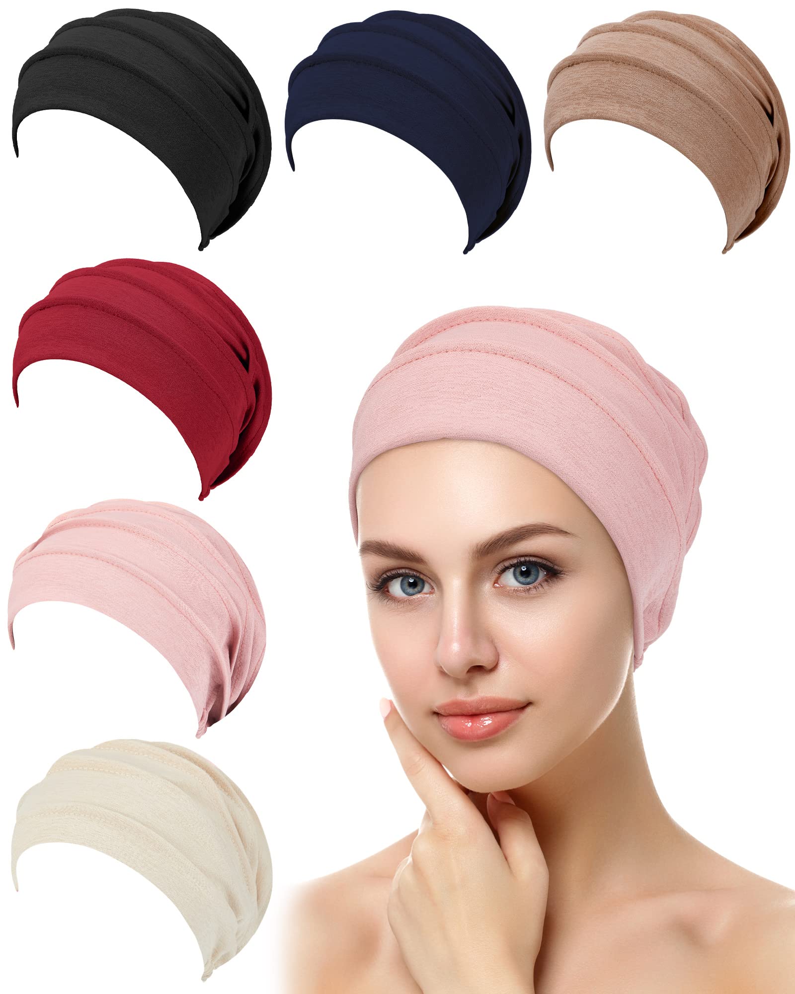 Geyoga 6 Pack Women's Slouchy Beanie Hats - Soft Stretchy Polyester Chemo Caps for Hair Loss, Cancer Patients & Sleeping - Comfortable Headwear for Winter & Indoor Use
