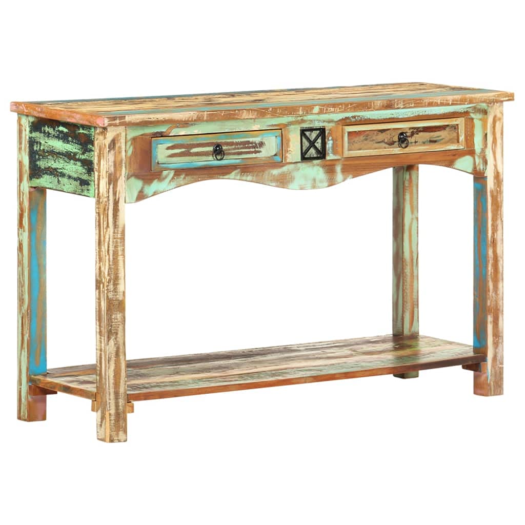 Reclaimed Wood Console Table with 2 Drawers & Bottom Shelves - 47.2