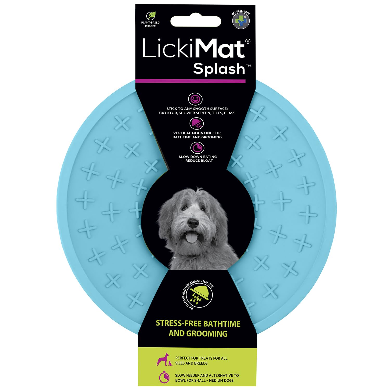 LickiMat Splash - Slow Feeder Dog Bowl & Anxiety Relief Lick Mat for Dogs | Non-Slip Pet Feeding Mat for Food, Treats, Yogurt & Peanut Butter | Fun Interactive Puzzle Toy for Mealtime & Grooming Sessions | Turquoise
