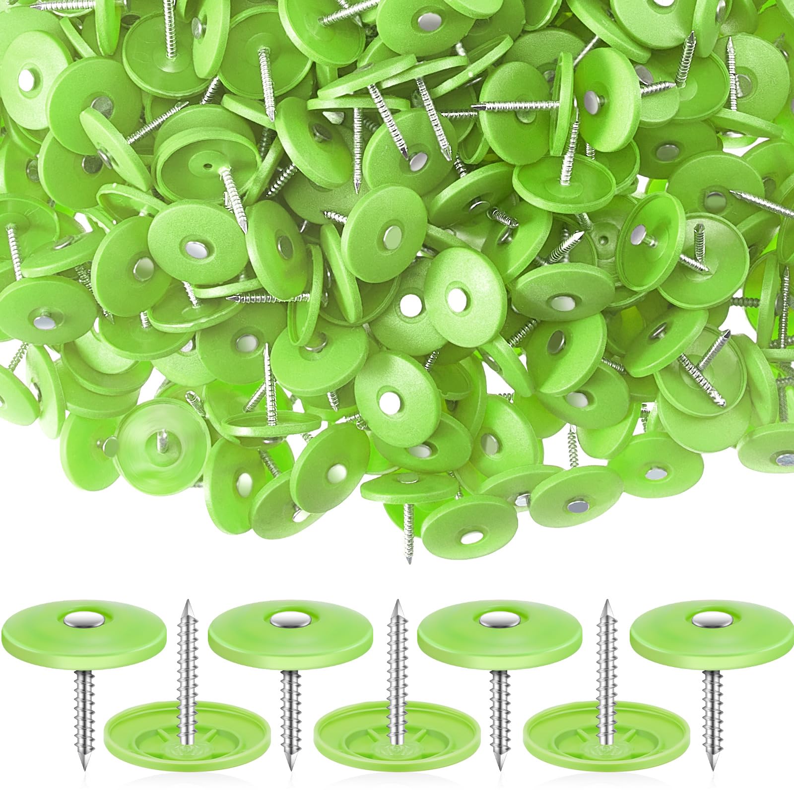 Kigley 1 Inch Galvanized Round Plastic Cap Roofing Nails - 2000 PCS for House Wrap, Foam Board, Roofing Felt, Insulation Film & Mass Loaded Vinyl Installation - Durable Tar Paper Nails for Home Construction and Roofing Projects