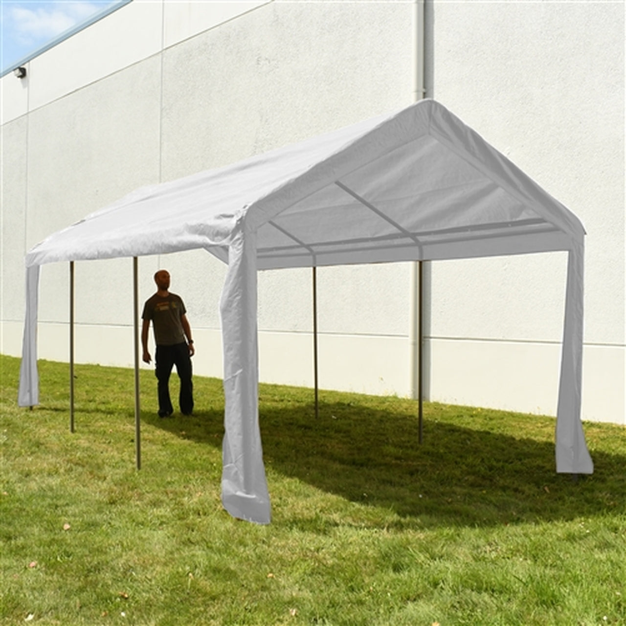 Heavy Duty 10x20 FT Aleko Outdoor Carport Canopy Tent - White - Perfect for Vehicle Shelter, RV Cover, and Outdoor Storage