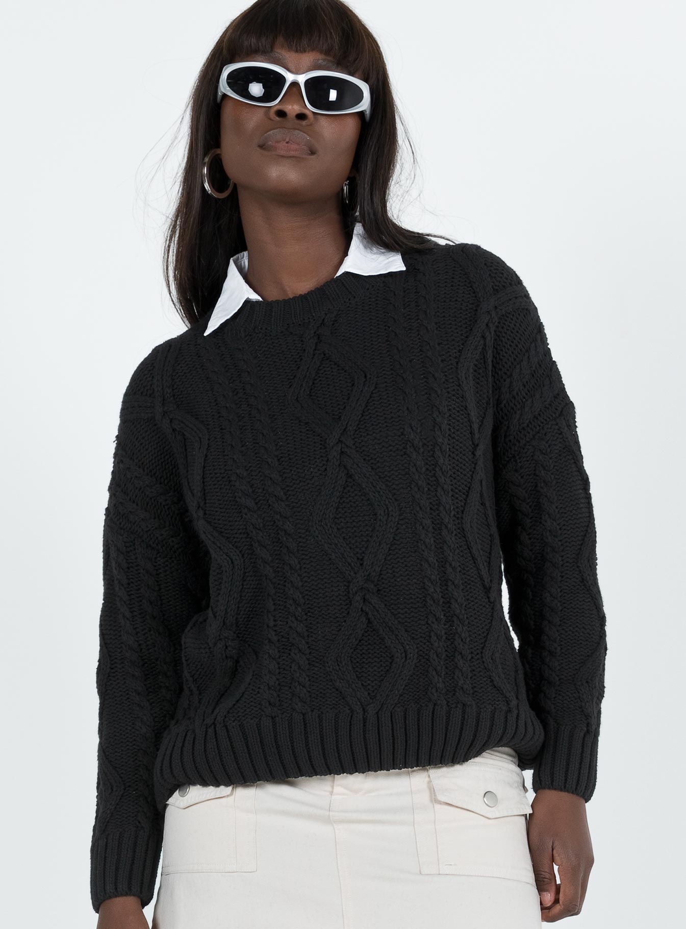 Anaya Oversized Jumper Sweater for Women - Soft Black Knit Pullover | Cozy Winter Fashion, Casual Outfit & Lounge Wear