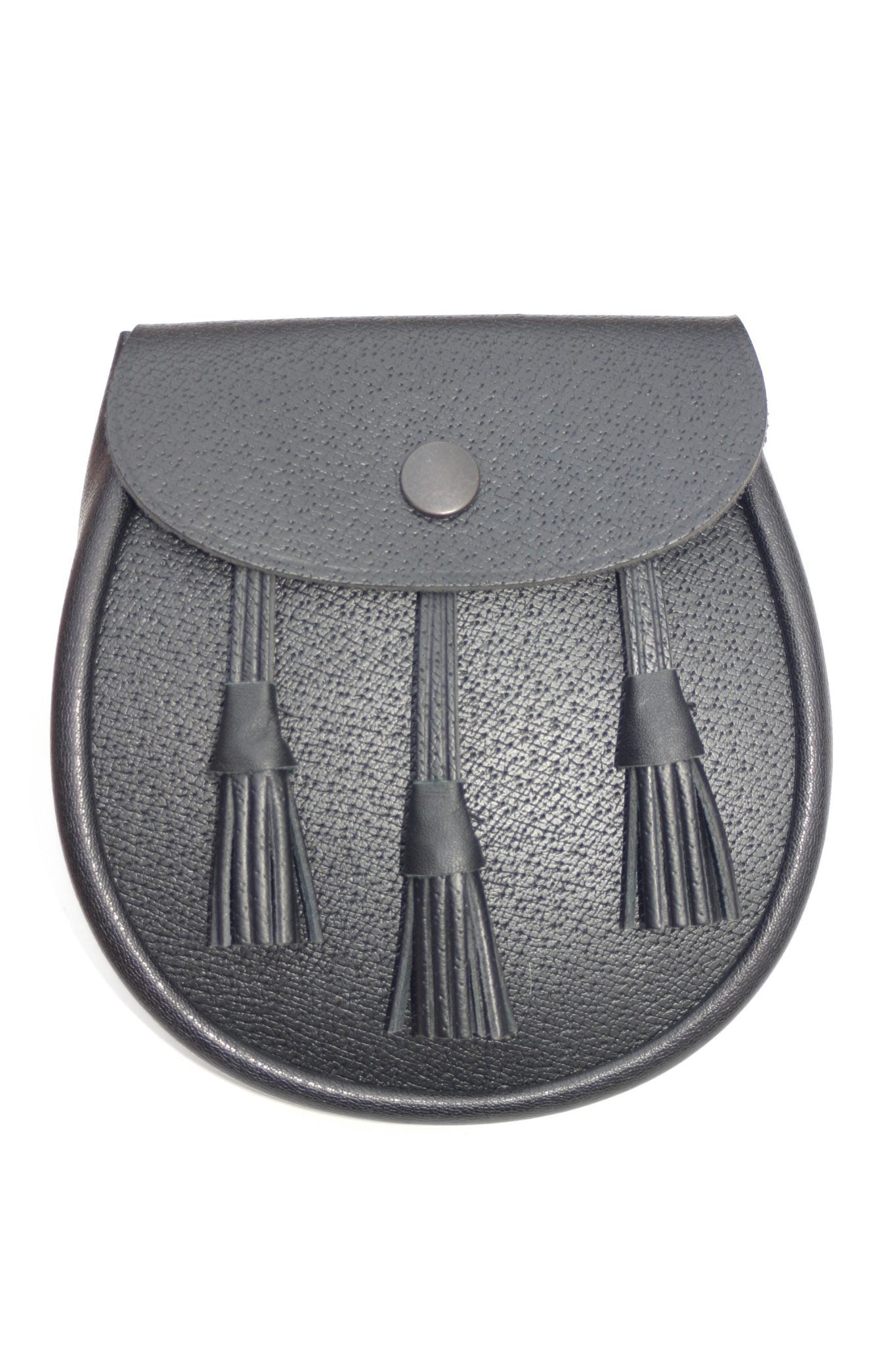 Plain Black Leather Day Sporran - Traditional Scottish Waist Pouch for Men | Perfect for Highland Dress, Weddings & Formal Events