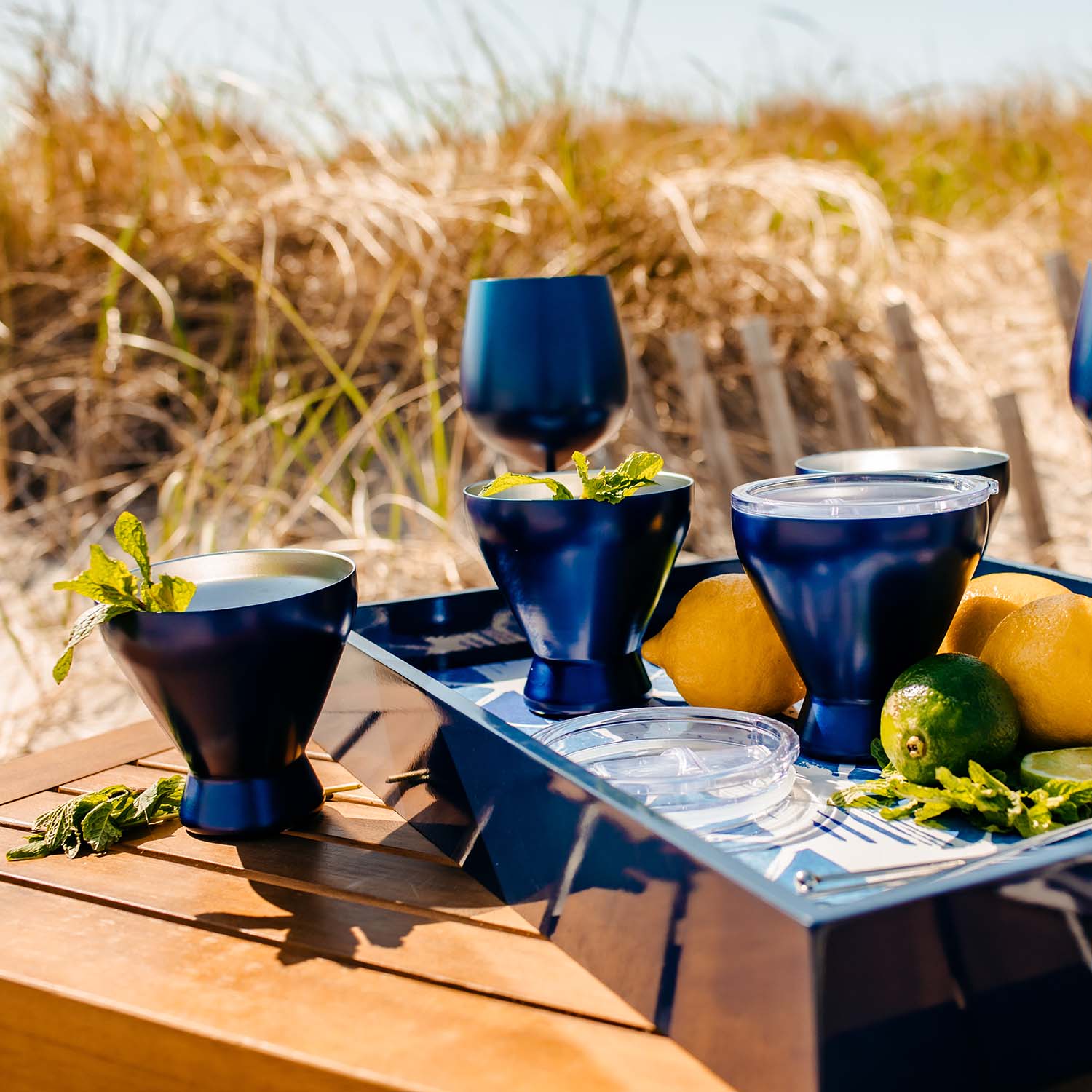 Premium Navy Insulated Cocktail Tumblers Set of 4 - 16oz Stainless Steel Drinking Glasses for Wine, Whiskey & Cocktails - Perfect for Parties, BBQs & Outdoor Entertaining