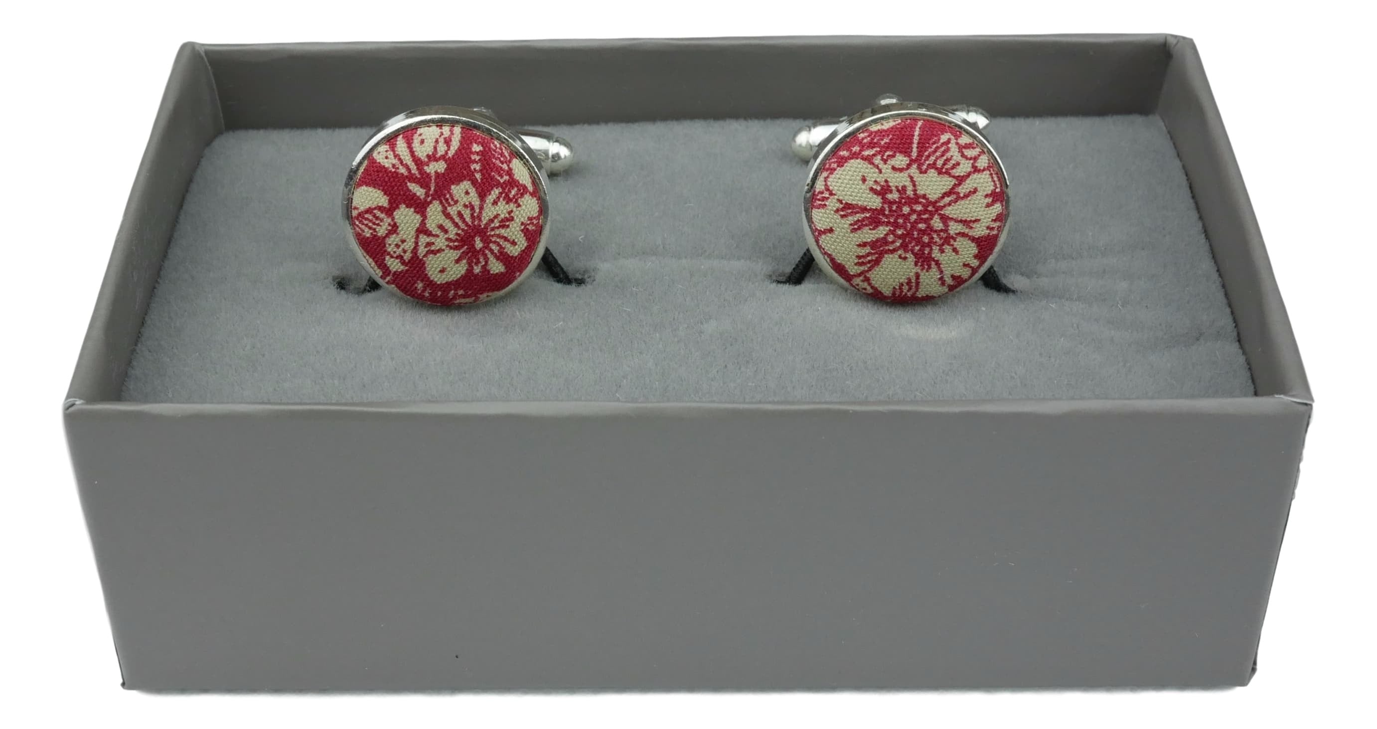 Vintage Red and Cream Floral Cufflinks for Men - Elegant Wedding, Prom & Formal Event Accessories - Perfect Gift for Grooms, Dads & Graduates
