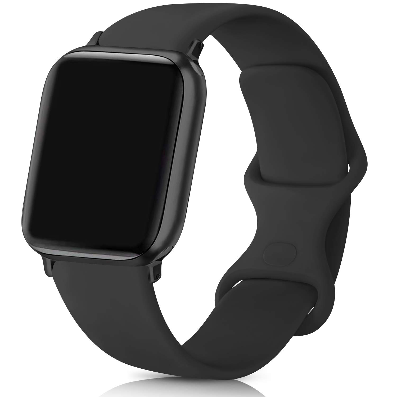 ATUP Soft Silicone Replacement Band for Apple Watch Series 1/2/3/4/5/6/7/8 - Compatible with 38mm/40mm/41mm/42mm/44mm/45mm - Adjustable Sport Strap for Women & Men (Black, S/M) - Perfect for Workouts, Running & Everyday Wear