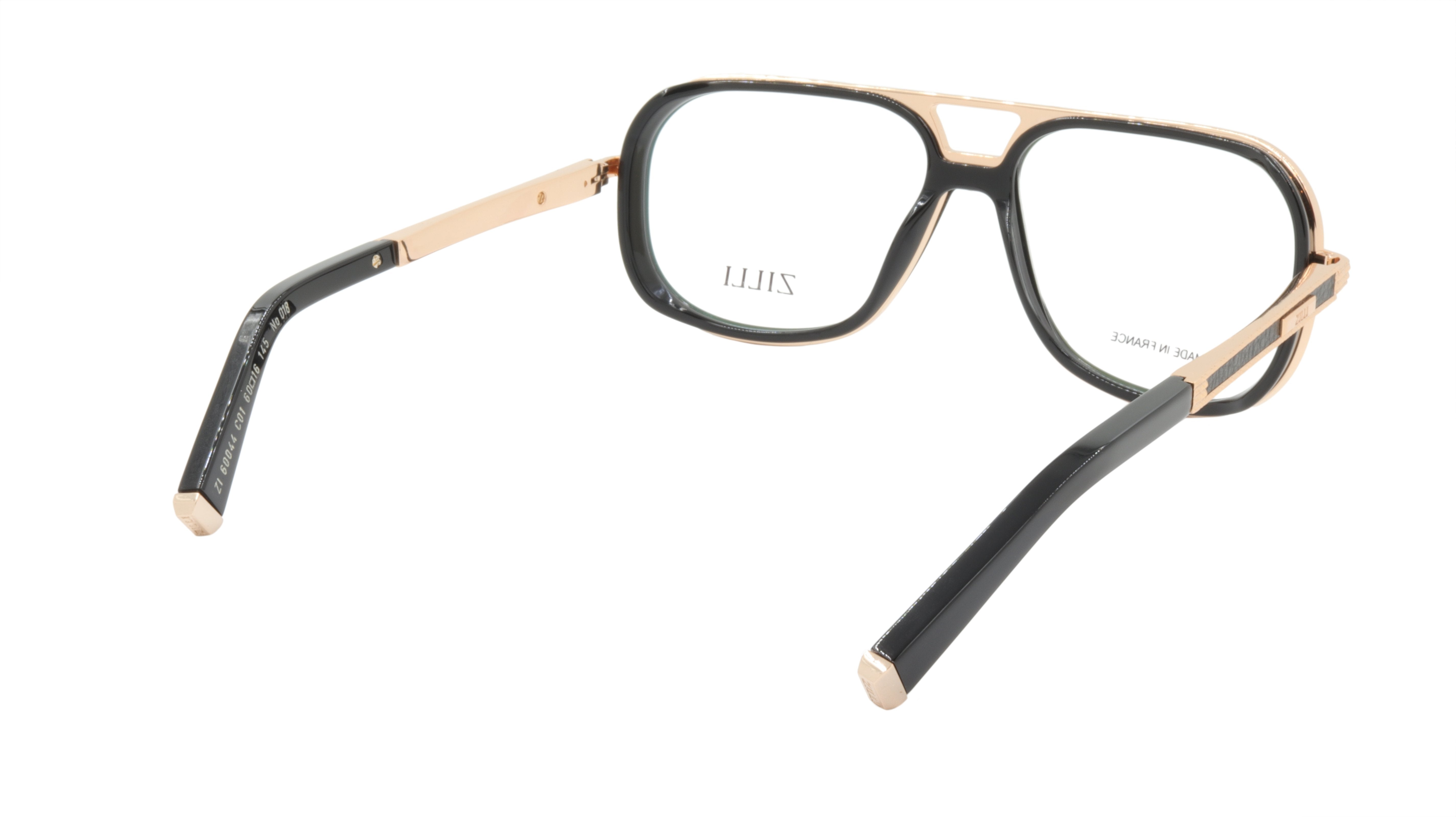 ZILLI ZI 60044 C01 Premium Titanium & Acetate Eyeglass Frames with Genuine Leather Temple Tips - Handcrafted in France - Perfect for Business, Reading & Fashion Accessories