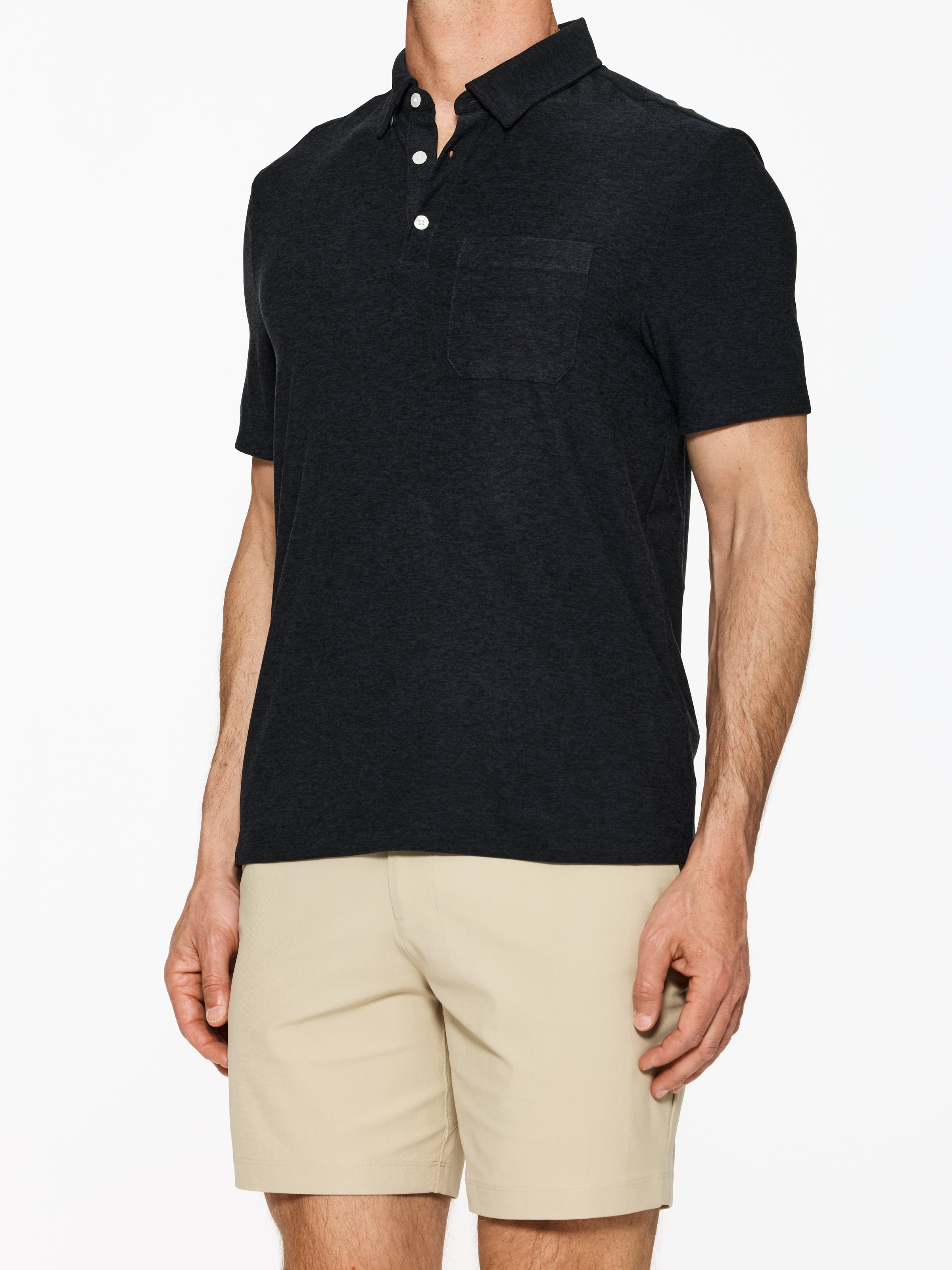 Rhone Men's Work From Home Polo Shirt - Black Heather | Comfortable & Breathable for Remote Work & Casual Wear