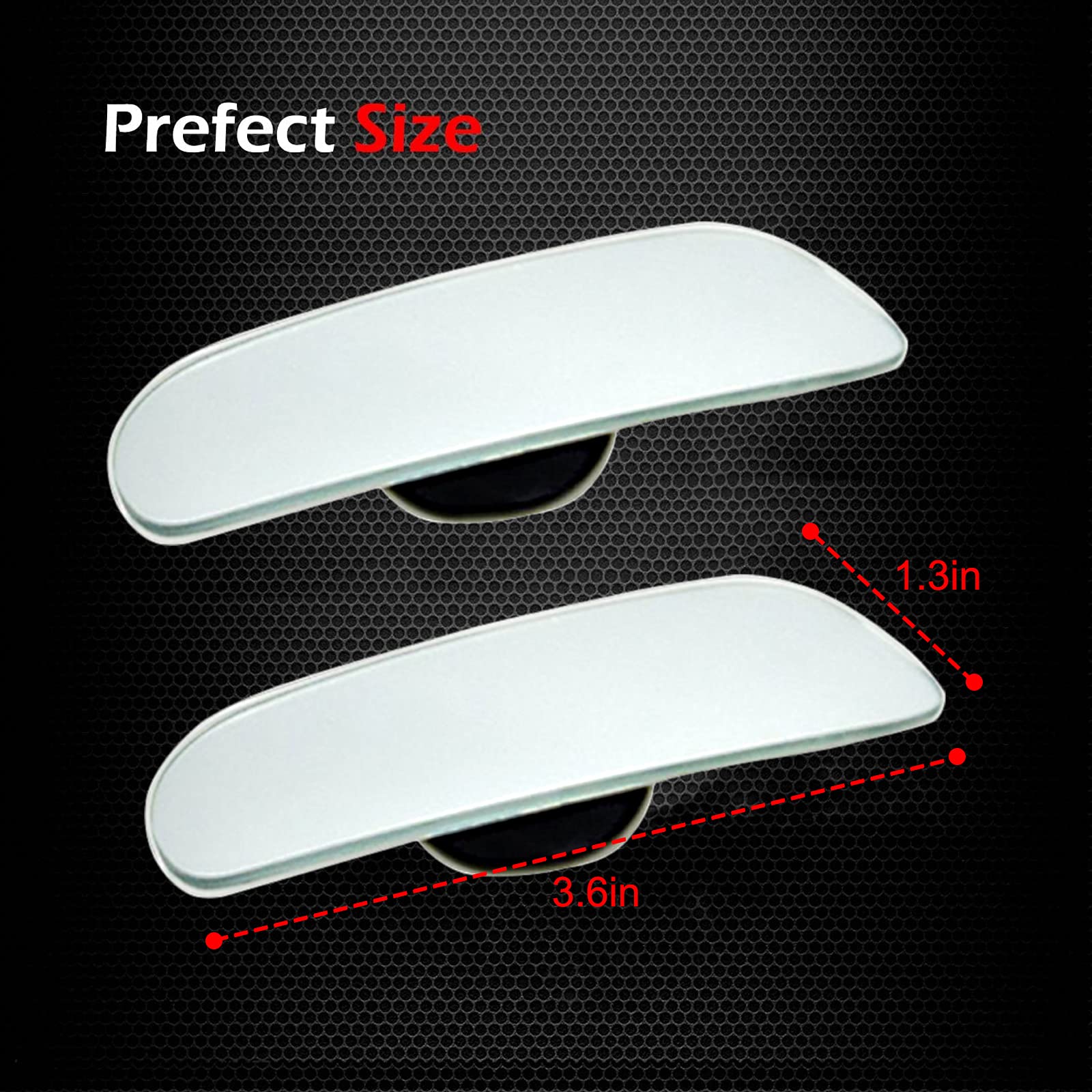HD Glass Blind Spot Mirror - Convex Sickle Shape for 360° Adjustment, Wide Angle Rear View Mirror (1 Pair) - Perfect for Trucks, SUVs & Cars to Eliminate Blind Spots