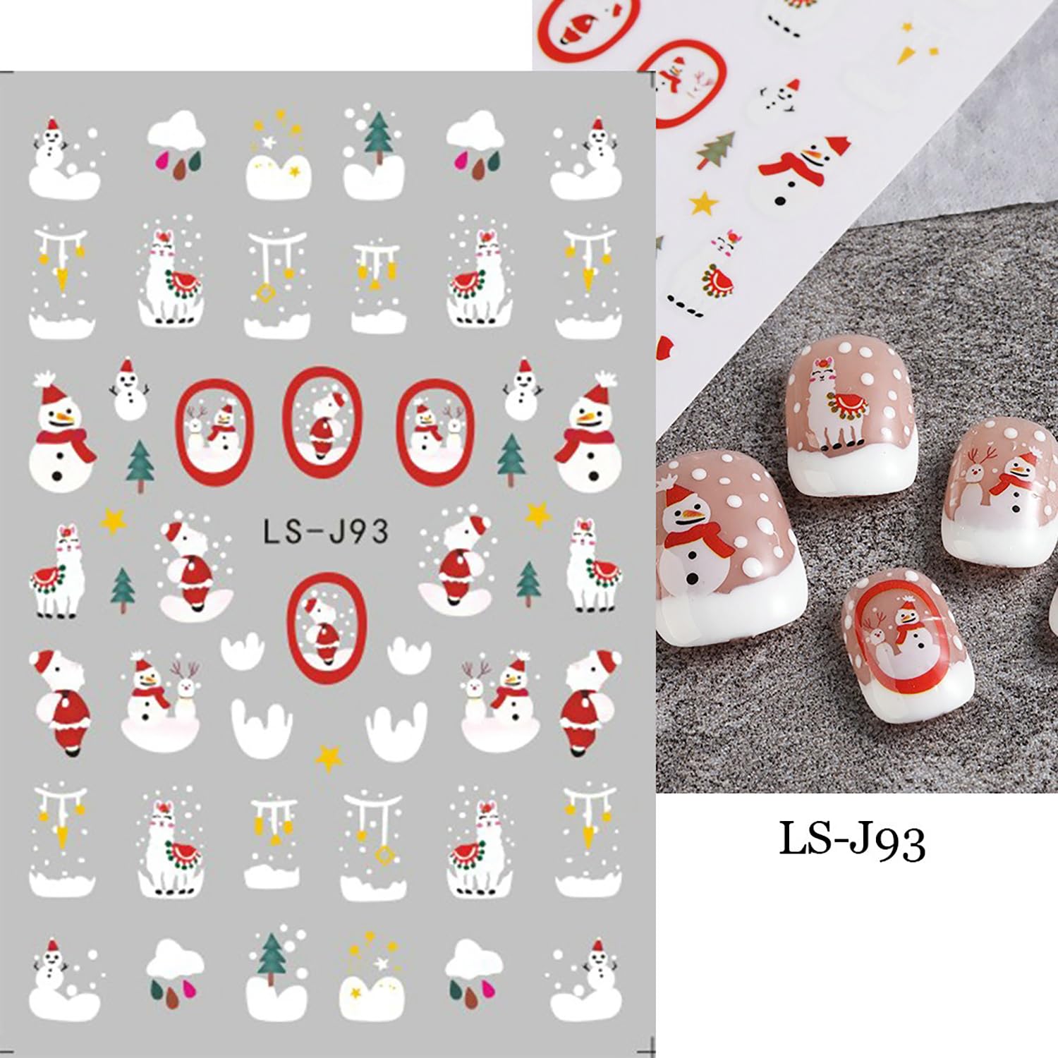 Christmas Nail Stickers 9 Sheets - Winter Holiday Nail Art Decals with Santa, Christmas Tree & Gingerbread Man - Self-Adhesive DIY Nail Decorations for Parties, Gifts & Festive Manicures
