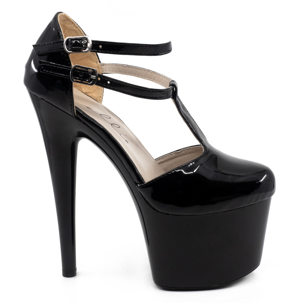 Ellie Shoes Venus 7 Stiletto T-Strap Closed Toe Platform Heels for Women - Sexy High Heel Pumps for Party, Wedding & Evening Wear