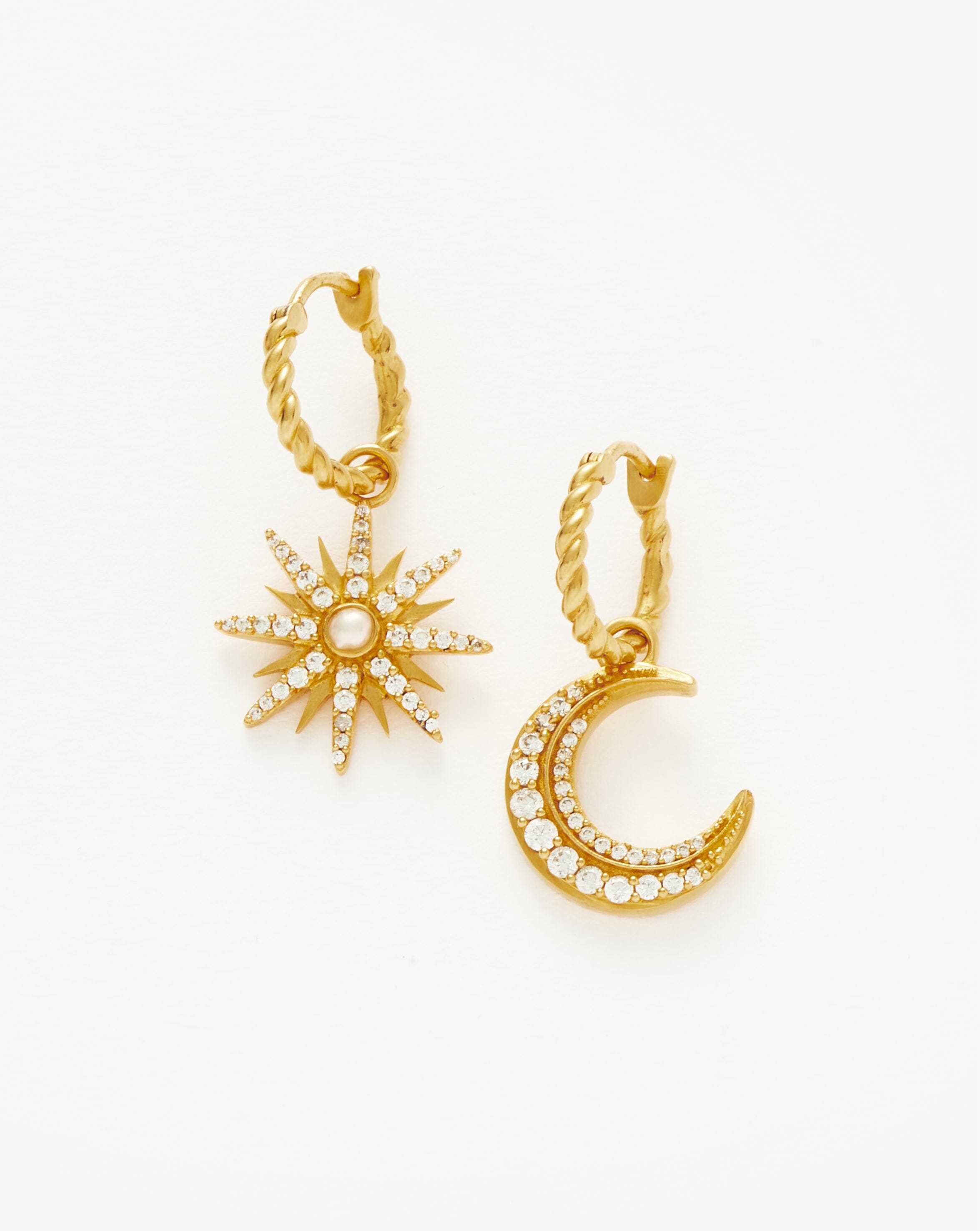 Harris Reed Moonlight Charm Hoop Earrings - Sterling Silver Dangle Earrings for Women | Elegant Gift for Birthday, Anniversary & Special Occasions | Perfect for Parties, Date Nights & Formal Events