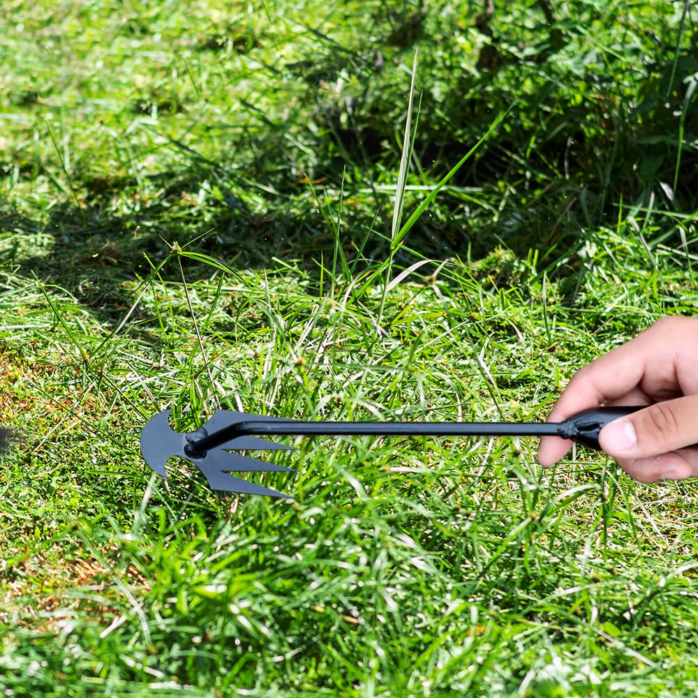 2024 Upgraded 4-Tooth Manganese Steel Weeding Tool - Premium Garden Hand Weeder for Efficient Weed Removal - Durable & Ergonomic Design for Easy Uprooting - Perfect for Lawns, Flower Beds & Vegetable Gardens
