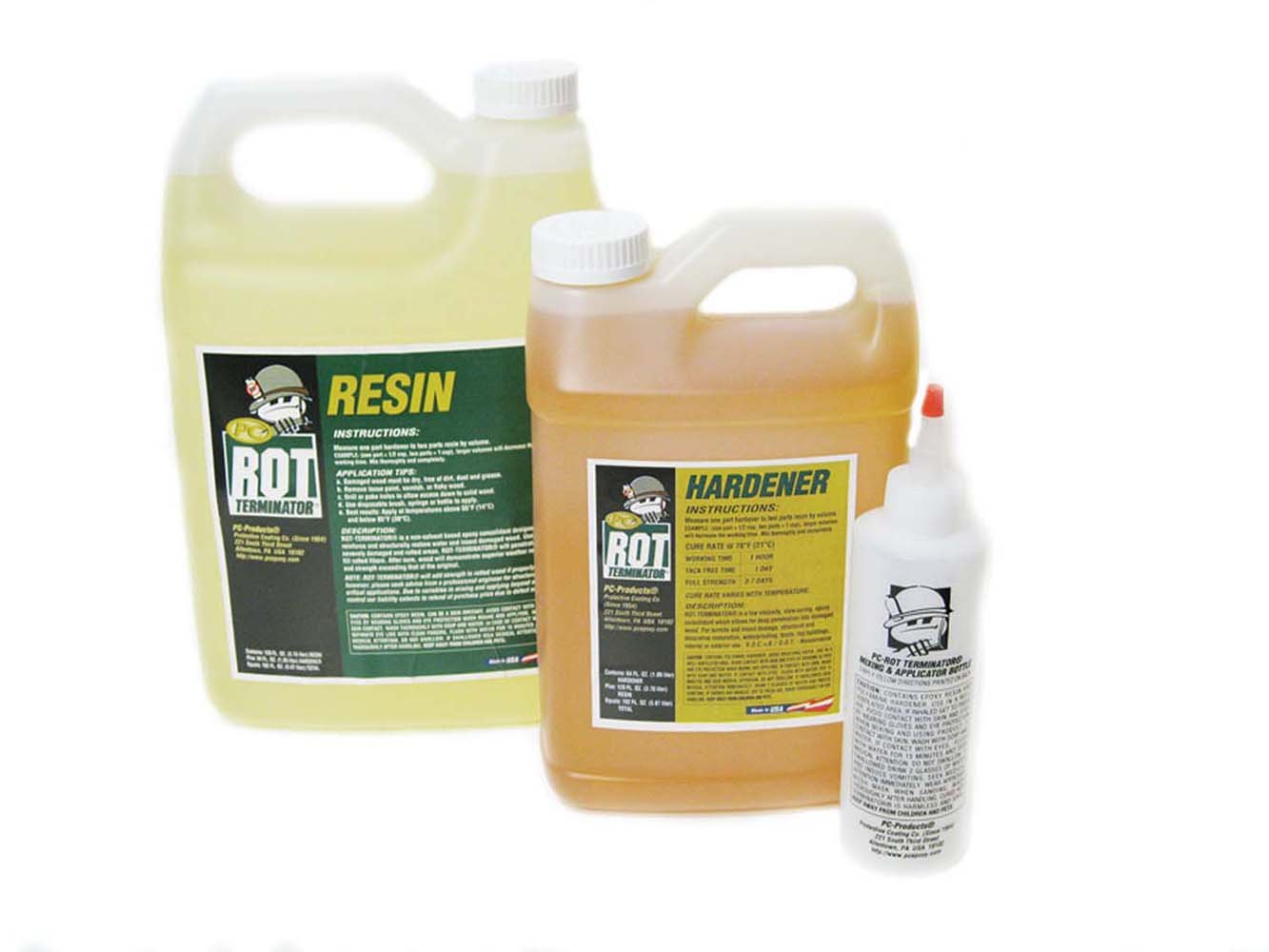 PC Products PC-Rot Terminator Epoxy Wood Hardener - 1.5 Gallon Two-Part Kit (Amber) for Wood Repair & Restoration - Ideal for Decks, Fences, Beams and Outdoor Wood Structures
