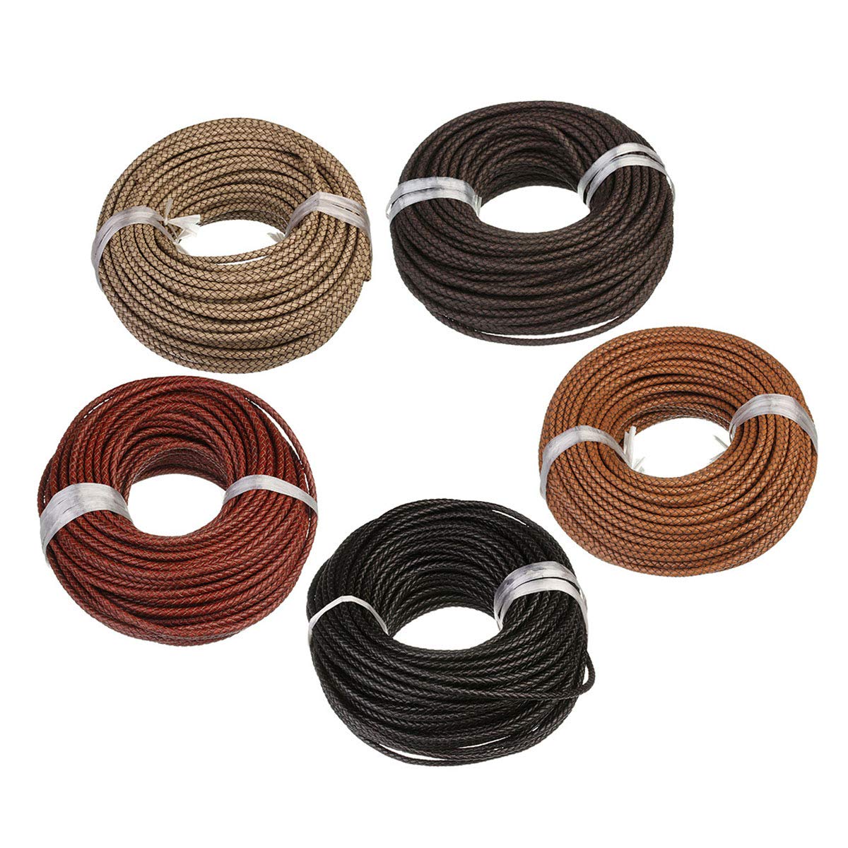 1 Meter Round Genuine Leather Cord - 6mm Braided Bolo DIY Jewelry Making Supplies for Bracelets, Necklaces & Crafts (Beige) - Perfect for Handmade Accessories, Macrame & Leatherworking Projects