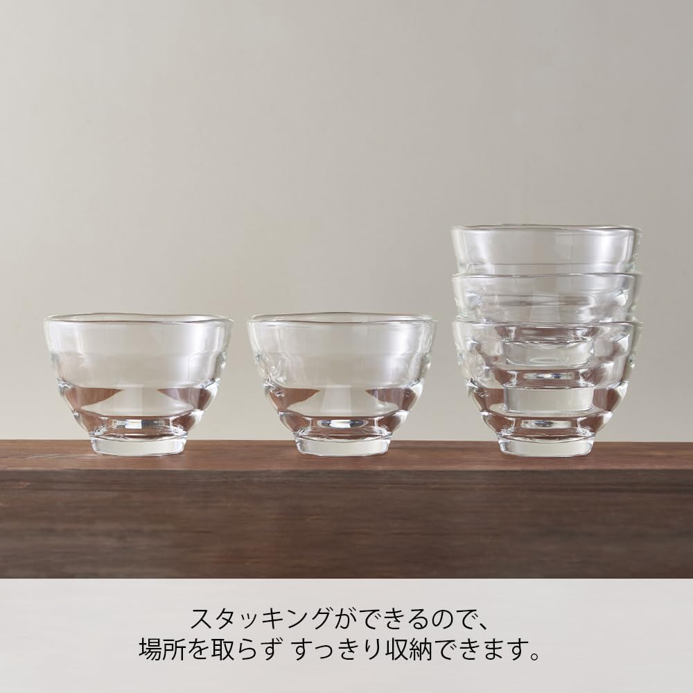 HARIO HU-3012 Heat Resistant Glass Cups Set of 5 - 6 oz (170ml) Microwave, Oven & Dishwasher Safe - Japanese Made Glassware for Coffee, Tea & Desserts - Perfect for Home, Office & Restaurant Use