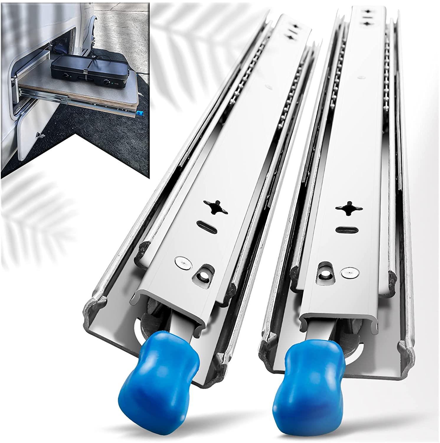 14 Inch Heavy Duty Drawer Slides 150KG Capacity - Locking Ball Bearing Drawer Rails for Kitchen Cabinets, Office Furniture & Workshop Storage