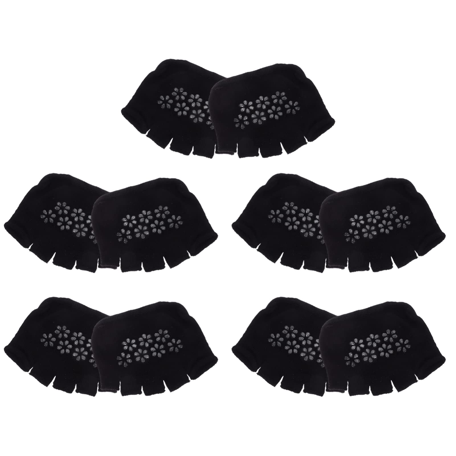 FOMIYES Non-Slip Five Toe Separated Socks - 5 Pairs Invisible Half Socks for Women - Anti-Skid Toe Covers for High Heels, Sandals, Flats & Boots - Perfect for Work, Yoga, Pilates & Everyday Wear - Black