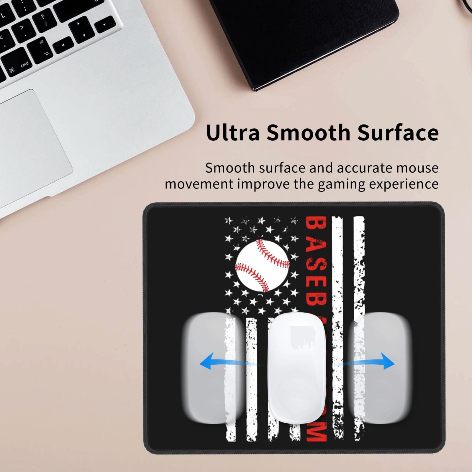 SIYTUAU USA Flag Baseball Mouse Pad - 10x12 Inch Waterproof Non-Slip Rubber Gaming Mouse Pad for Laptop & Office Use - Perfect for Baseball Fans, Gamers & Patriotic Home/Office Decor