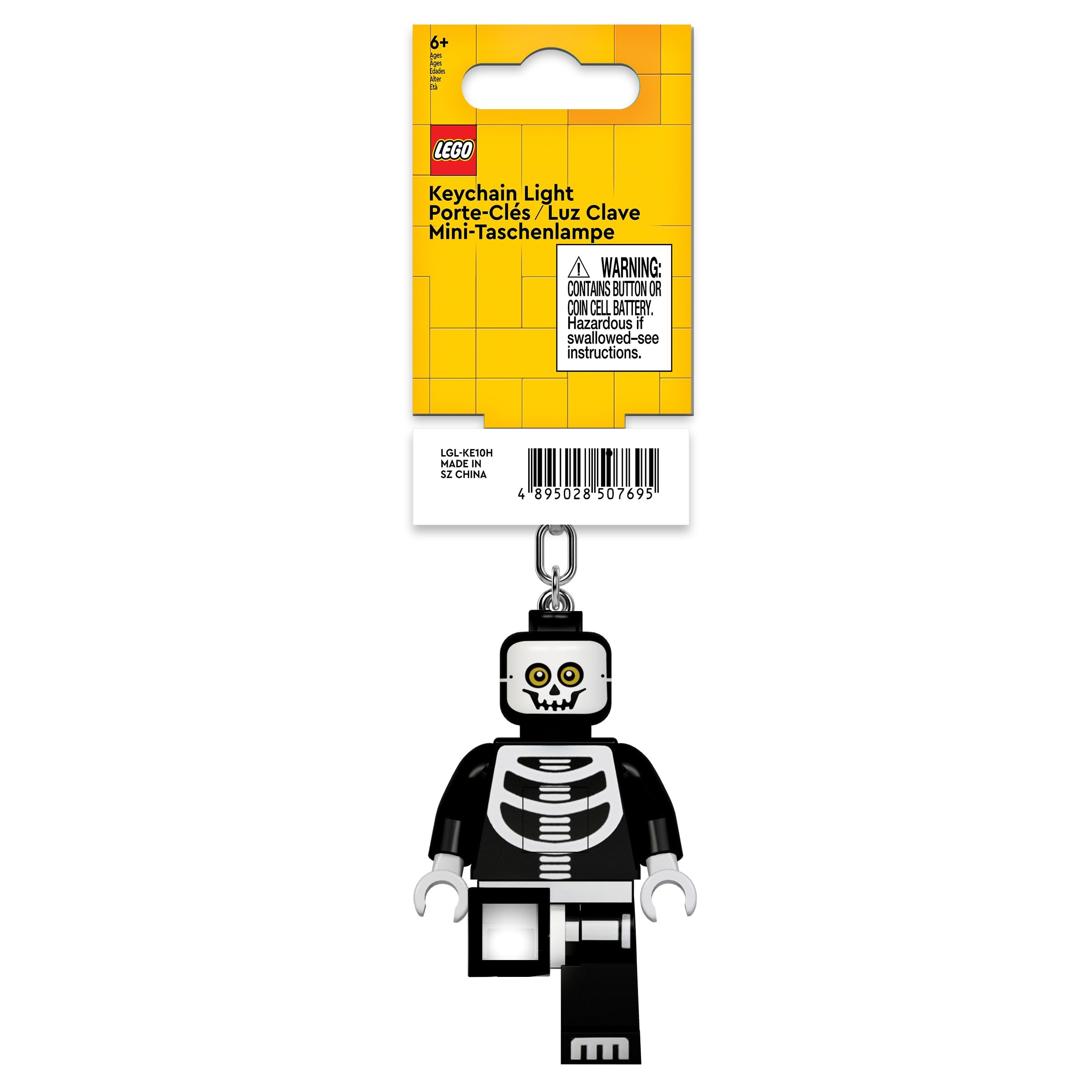 LEGO Monster Fighters 3-Inch Skeleton Guy Keychain Light - Glow in The Dark Collectible Toy for Halloween Decor, Cosplay & Backpack Accessories (KE137H)