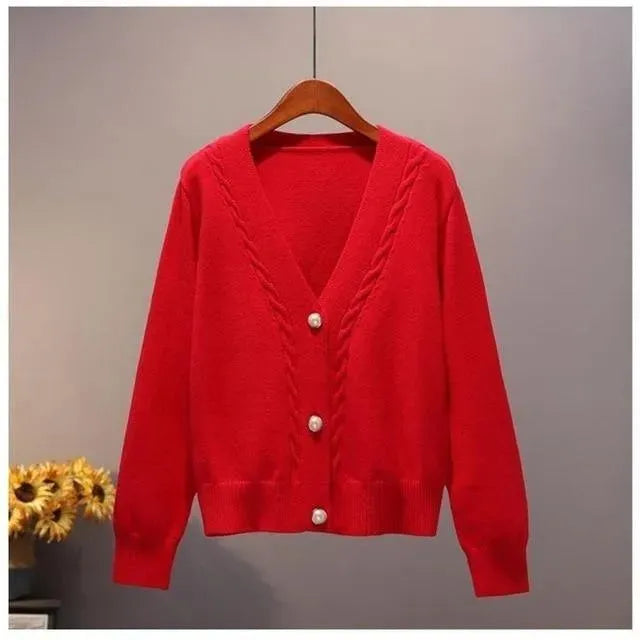 Women's V-Neck Cardigan Sweaters - Soft & Stylish Knit Pullover for Casual Wear, Office & Layering