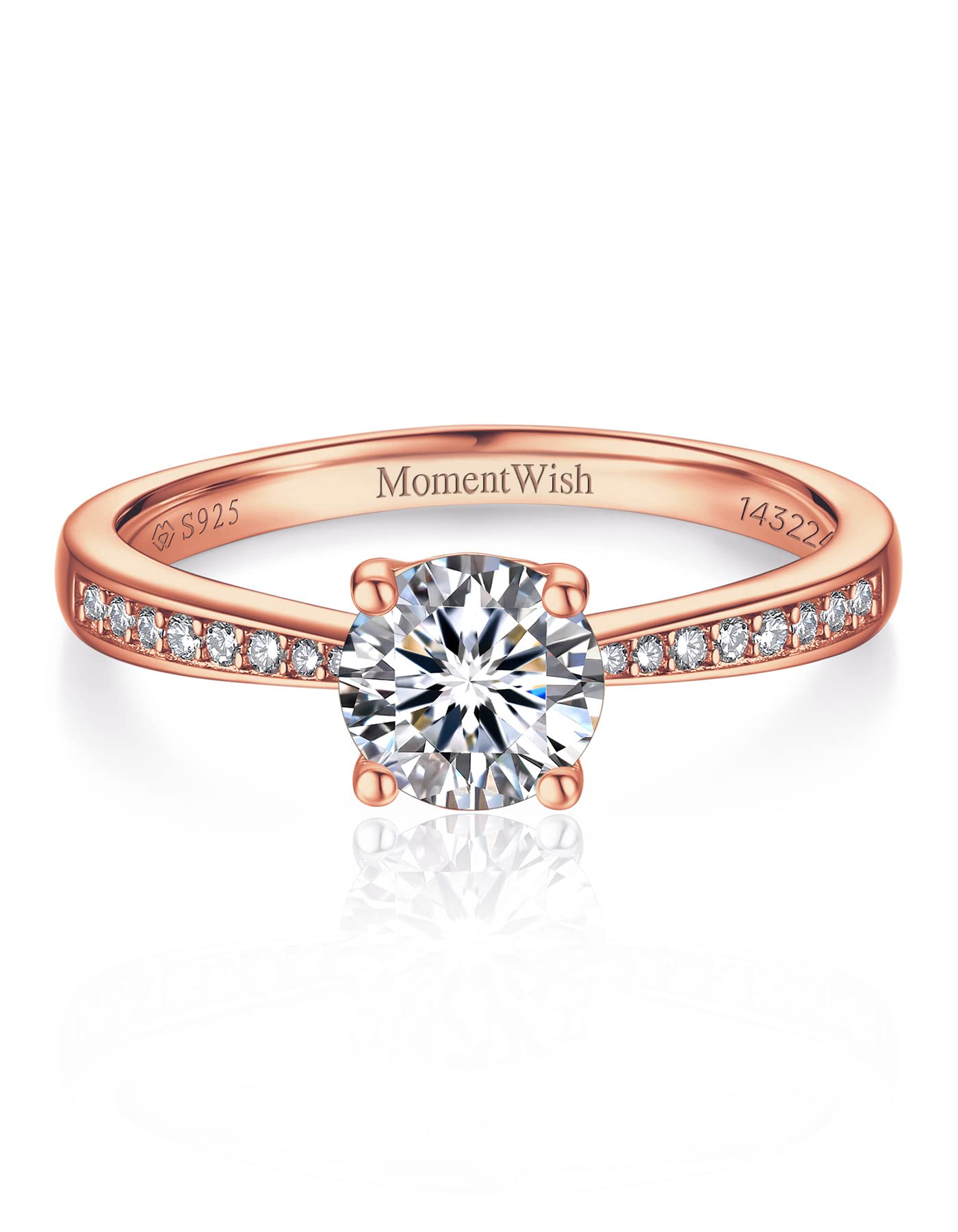 1 Carat Moissanite Promise Ring for Women - D Color VVS1 Simulated Diamond Engagement Ring in 925 Sterling Silver - Perfect for Anniversaries, Valentine's Day & Romantic Proposals