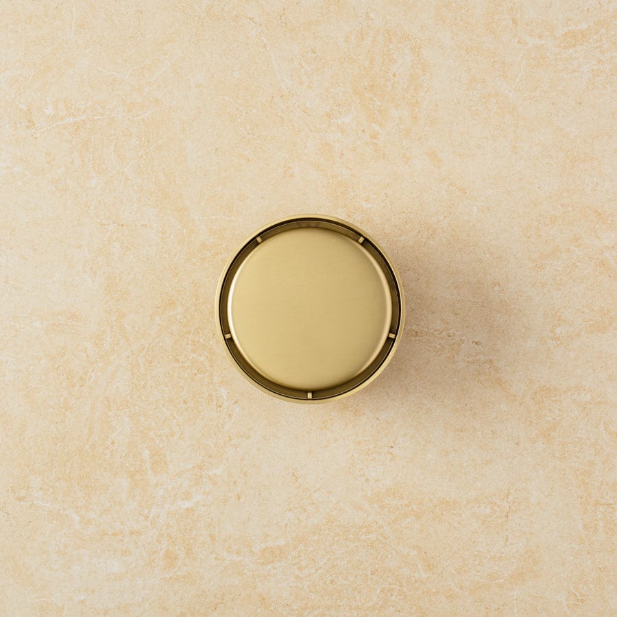 Round Tile Insert Floor Waste Drain Cover - Brushed Brass Finish - Ideal for Bathroom, Shower & Kitchen Drainage Systems